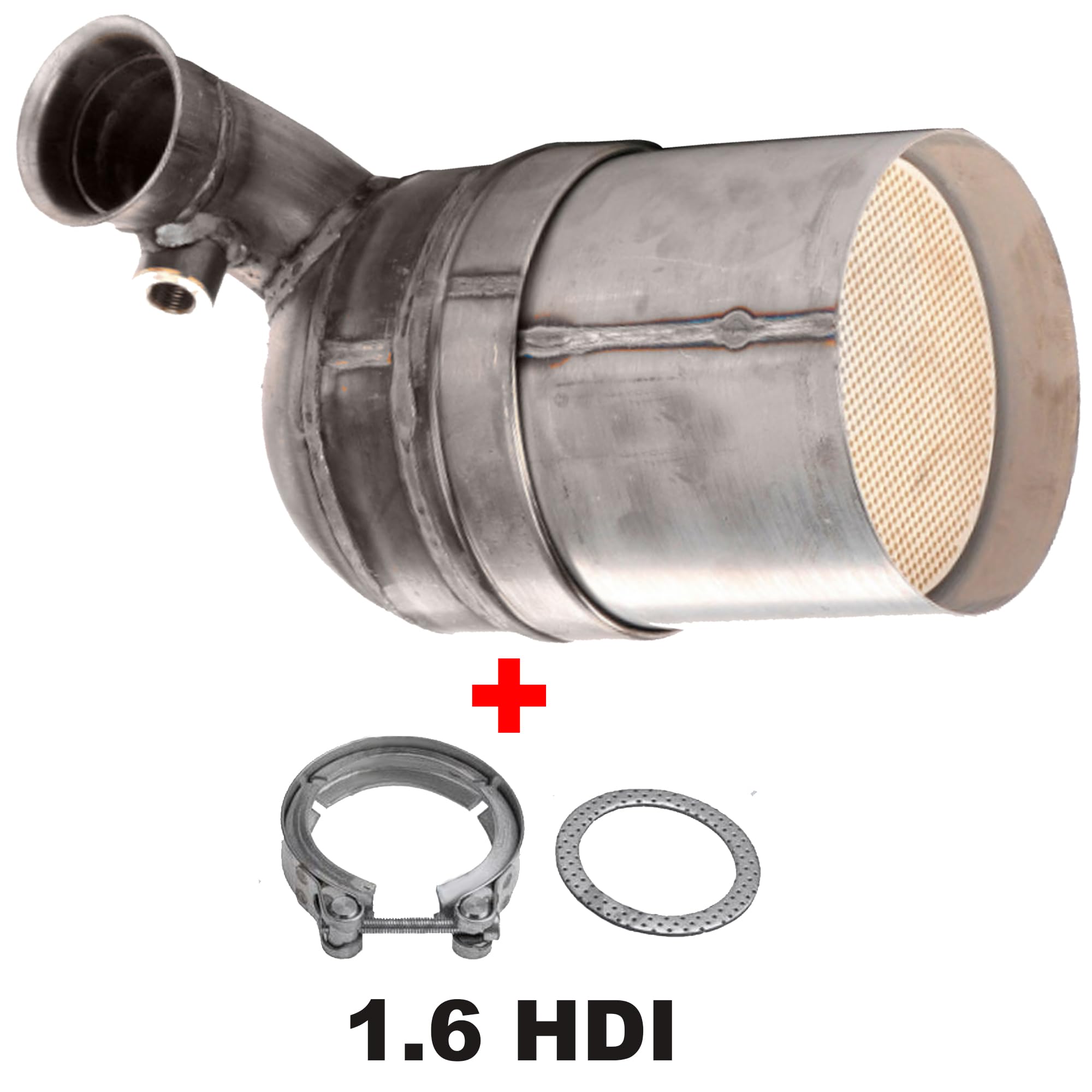 Partsline Filtre à Particules (FAP) avec Joint et Collier compatible avec Berlingo, C2, C3, C4, C5, Xsara Picasso, 1007, 206, 207, 3008, 307, 308, 407, 5008, Partner 1.6 HDi - 1731EP 1611322180