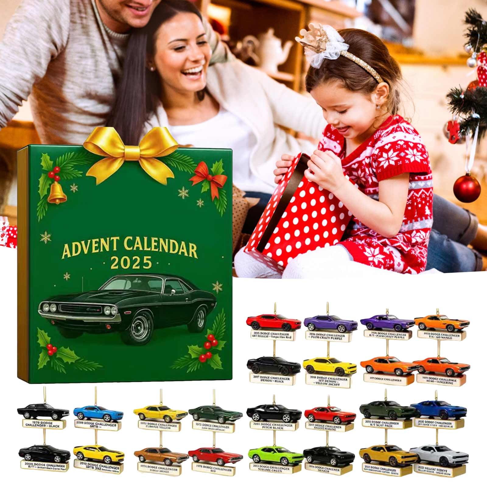 Calendrier De L'Avent 2025 Voiture Moto – 24 Décorations Acrylique 2D Pour Rétroviseur, Porte, Sapin