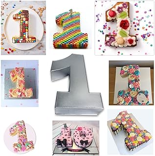 0-9 Number Individual Cake tins 10x8x2.5 Inches for Baking and Birthday, Wedding Anniversary & Parties, Metallic Cake molds (Number 1)