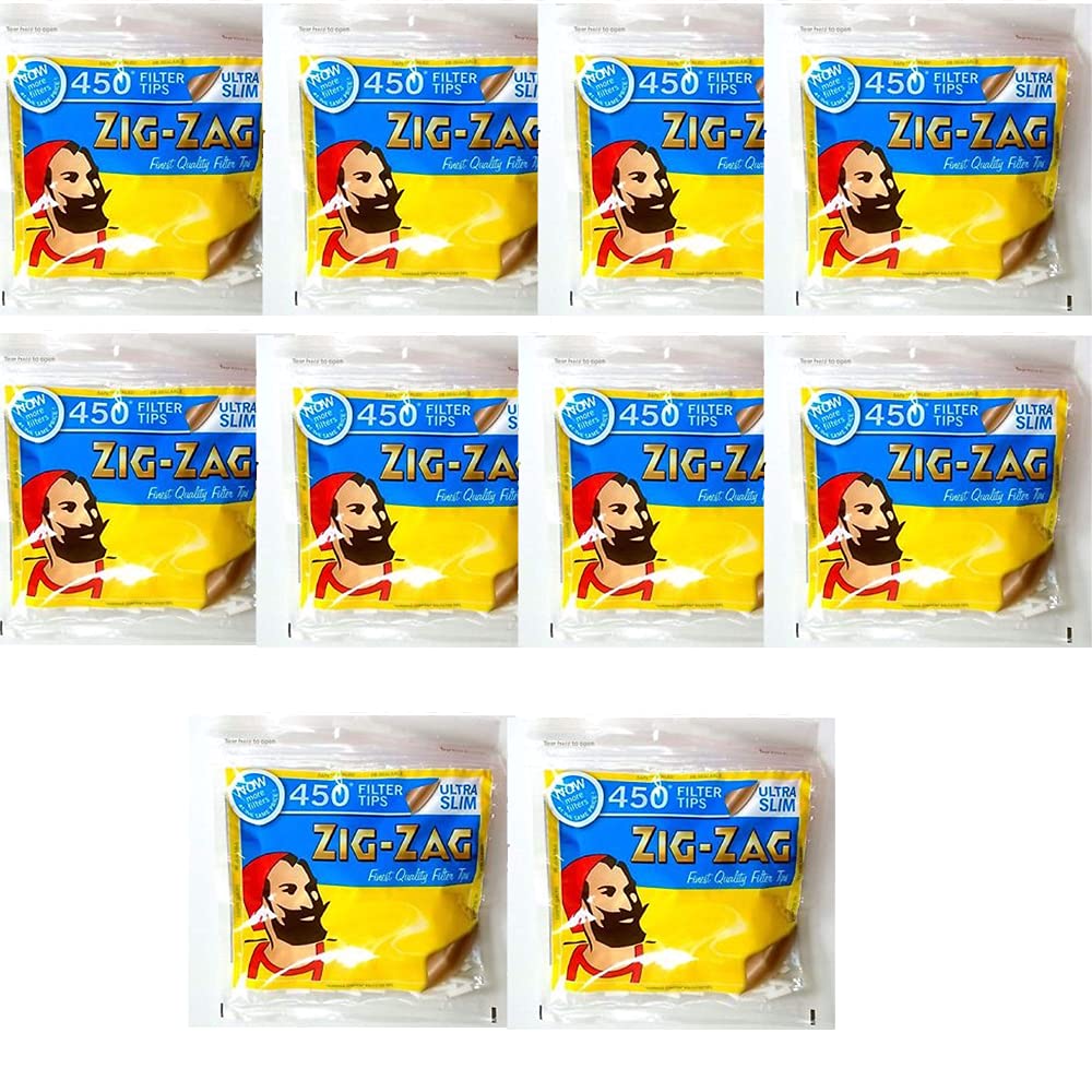 Zig Zag Ultra Slim Filters - 450 Tips Pack, 10 (Plant Based, Biodegradable, GMO Free)