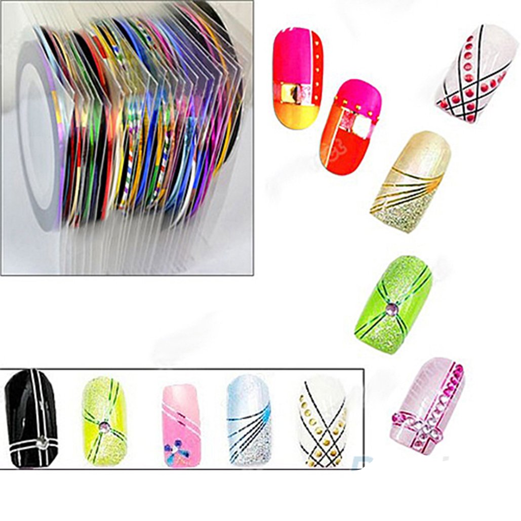 10 Couleurs mélangées Nail Art fine Line Striping Tape Autocollant DIY Tips Décorations à ongles adhésif Striping Stickers