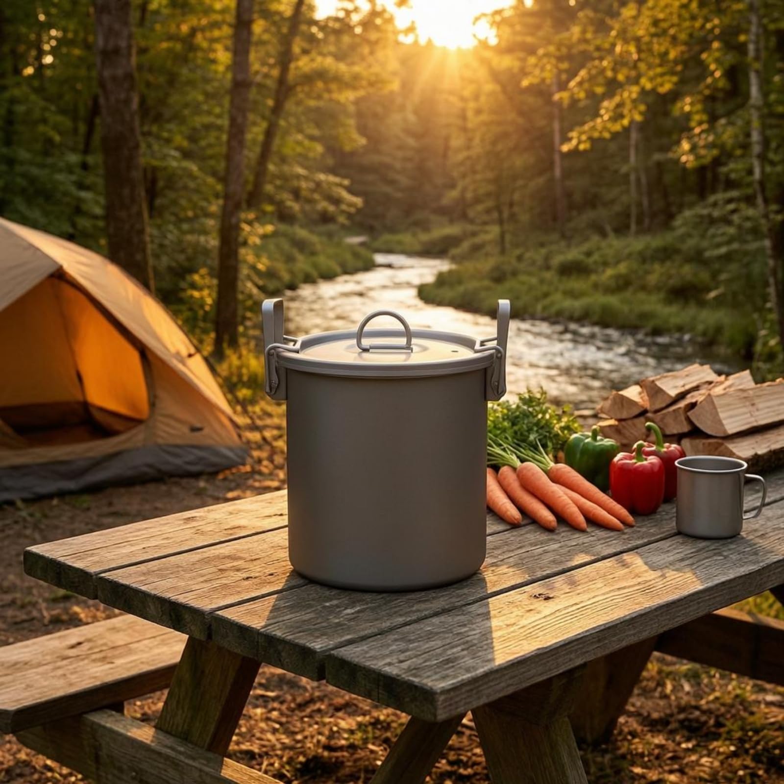 Dampfgar-Topf Multifunktional ium-Dämpfertopf mit Deckel Camping-Kochtopf