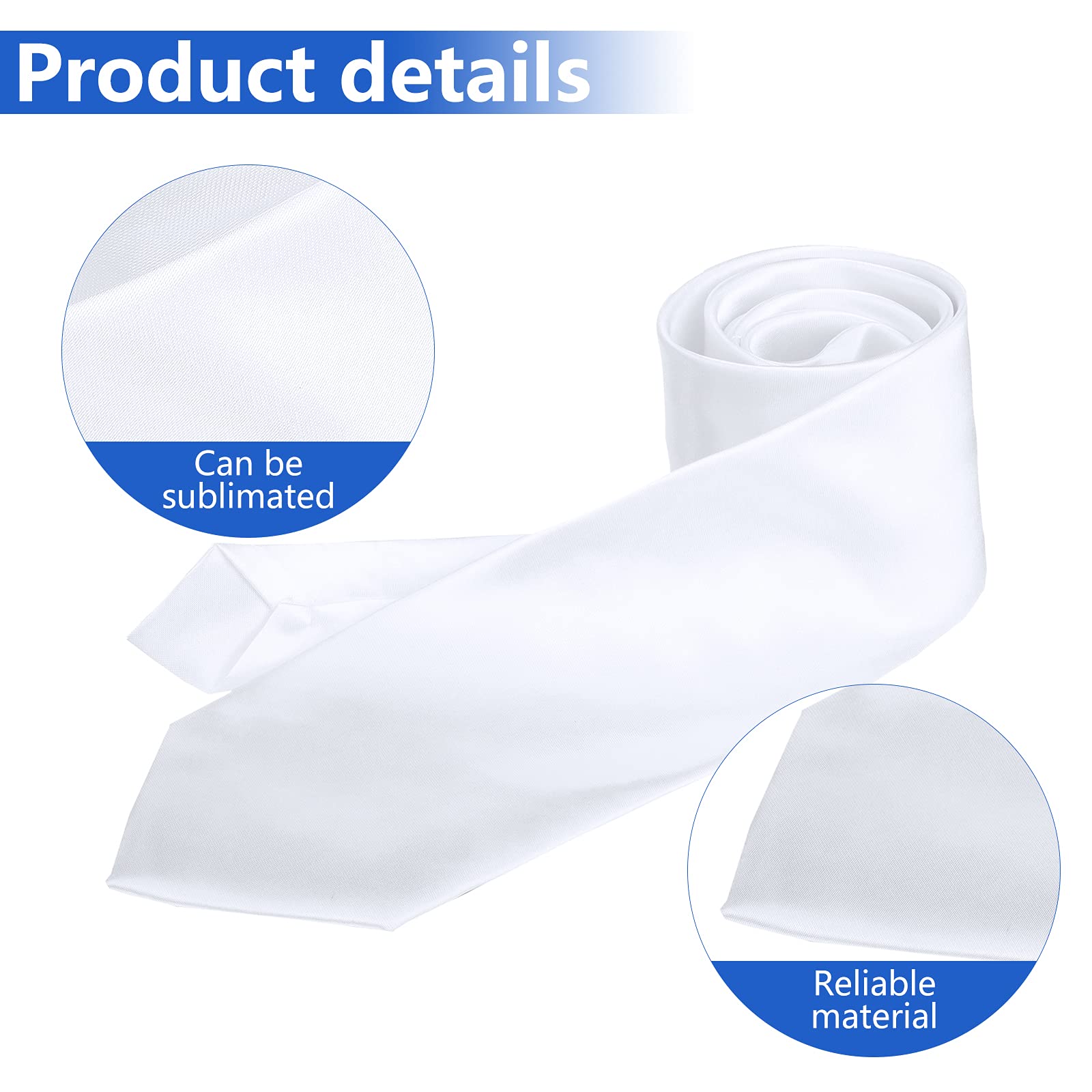 Geyoga Cravate vierge par sublimation pour homme - Solide - En polyester blanc - Pour la fête des pères, les mariages, les fêtes, blanc, as shown