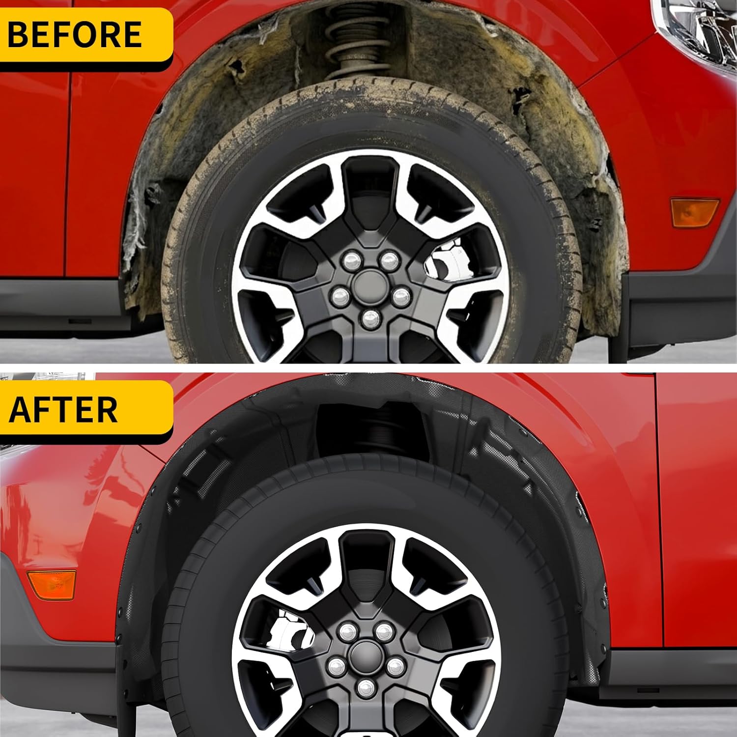 PP Plastic Fender Flares 12PCS Bundle with 2022-2025 Ford Maverick Front Wheel Well Liners Driver & Passenger Side No Drilling Well Guards Tire Inner for 2024 Maverick Accessories