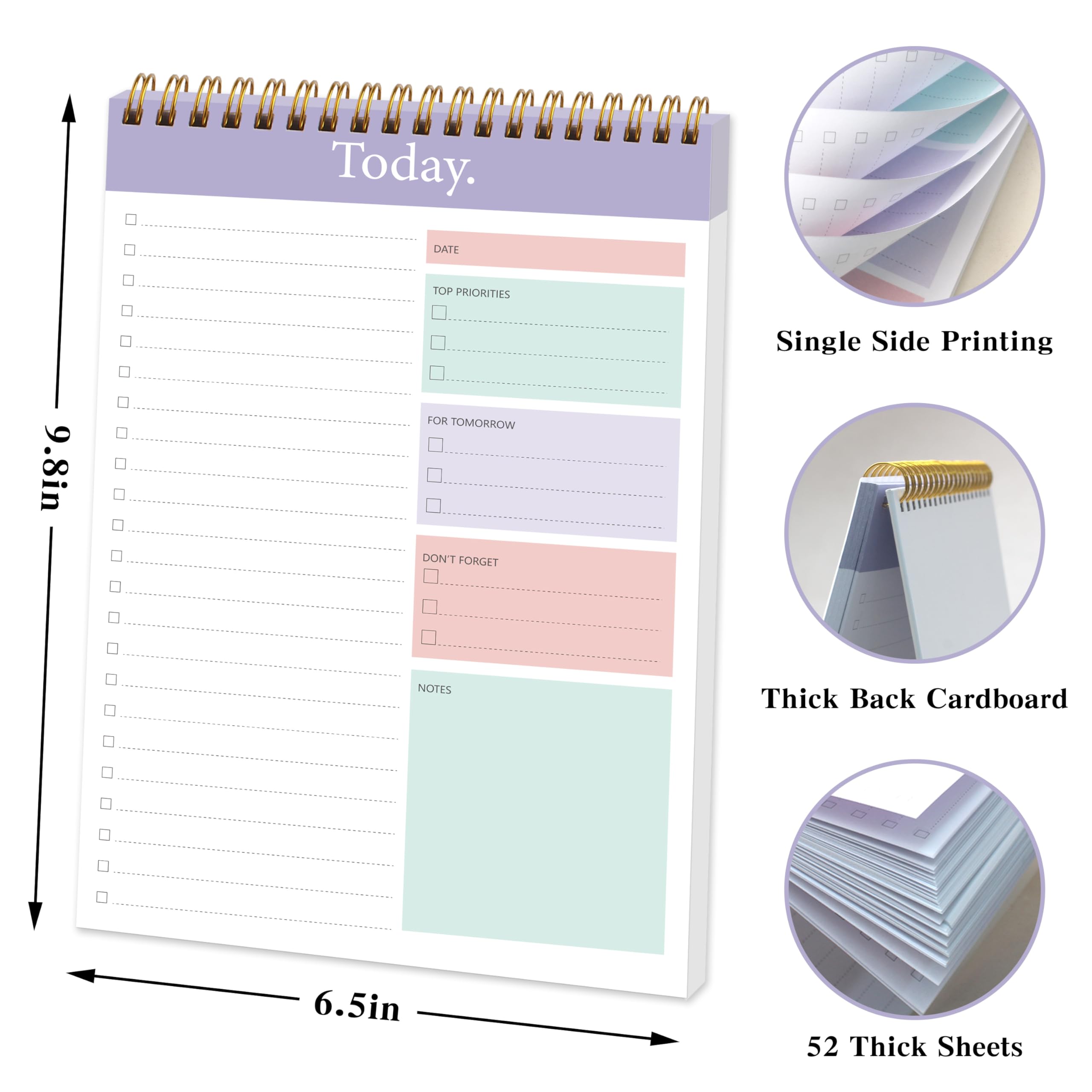 To Do List Notepad, Daily Planner Notepad Undated 52 Sheets Tear Off - Image 4