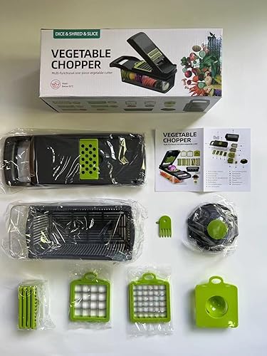 Miniatura 9 de ELEVA Pro-Series 16 en 1, picador de verduras de 8 cuchillas, picador de cebolla, cortador de mandolina, cebolla, papa, tomate, ajo, picador,