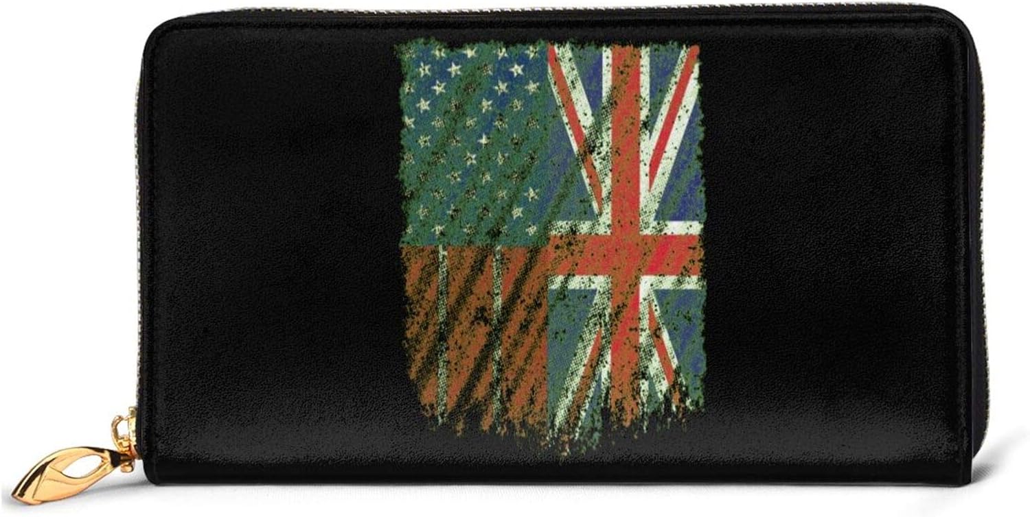 Amazon ブリティッシュ アメリカン イングランド フラグ Wallet 財布 長財布 メンズ ファッション レディース ファスナー