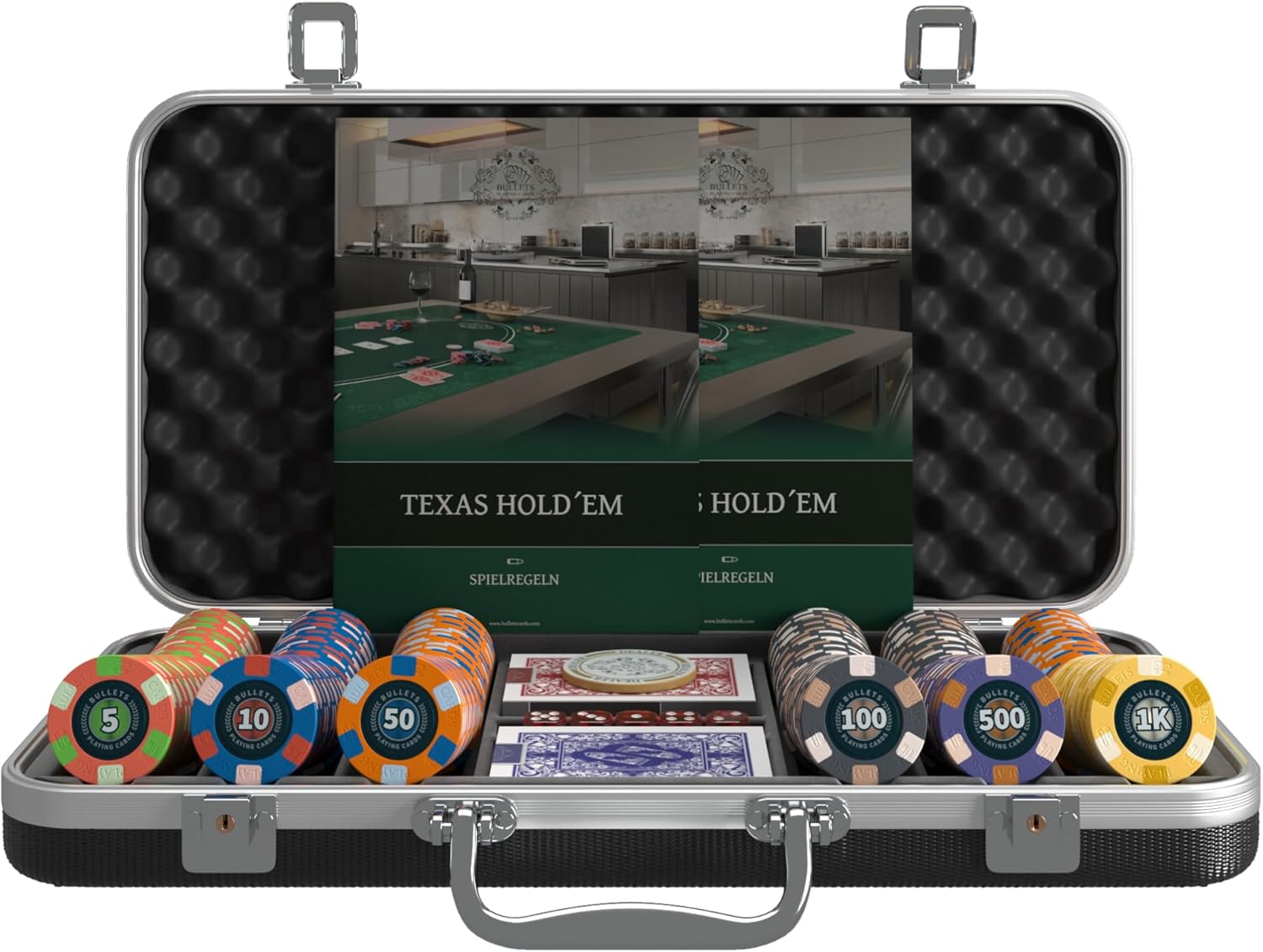 Tappetino Da Poker Bullets - Design Paulie, 140x75 Cm, Per Texas Holdem