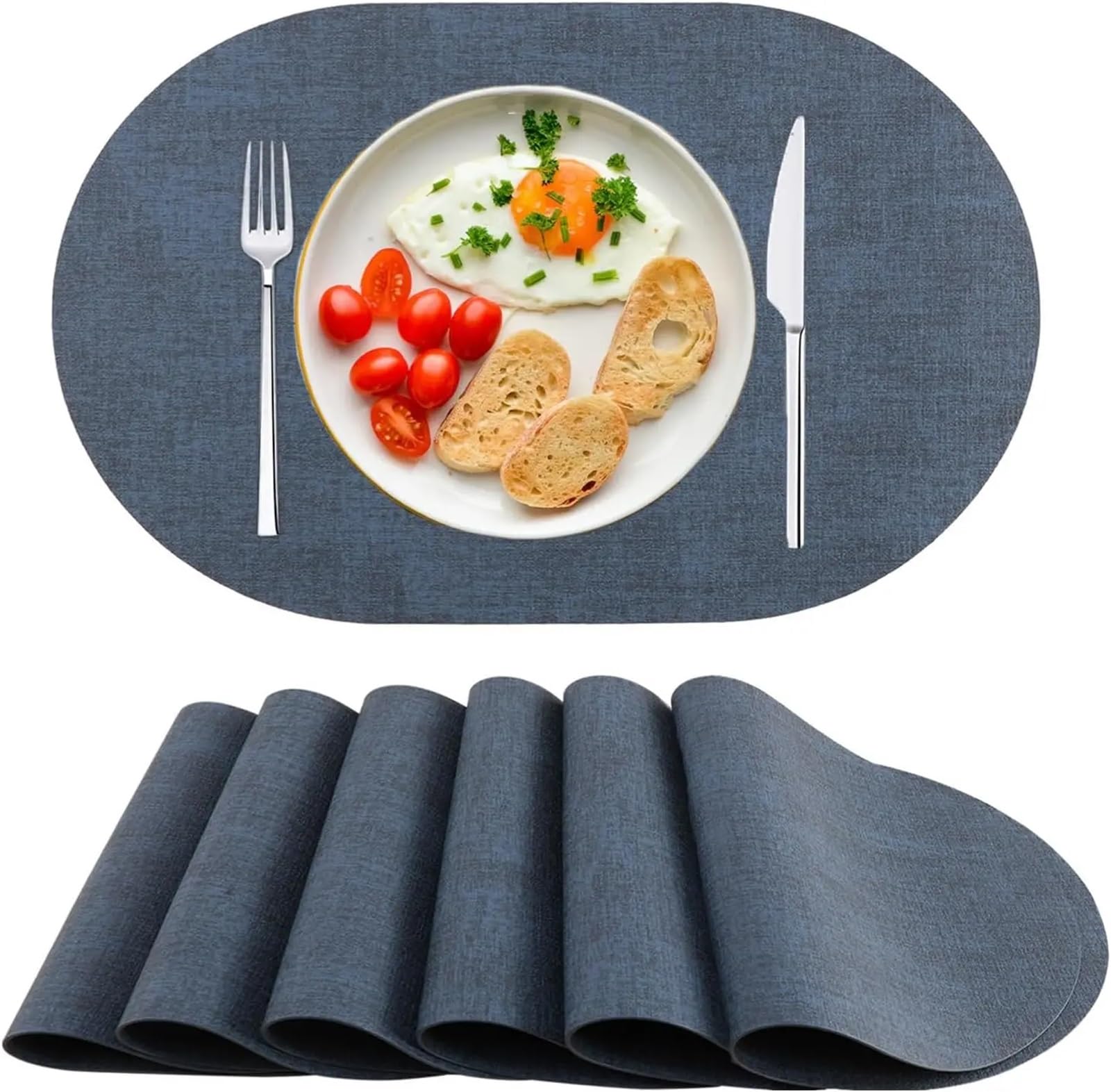 Placemats Placemats Set Of 6, Faux Leather Heat Resistant Wipeable Washable Place Mats, Non-Slip Table For Dining Kitchen(DARK a)