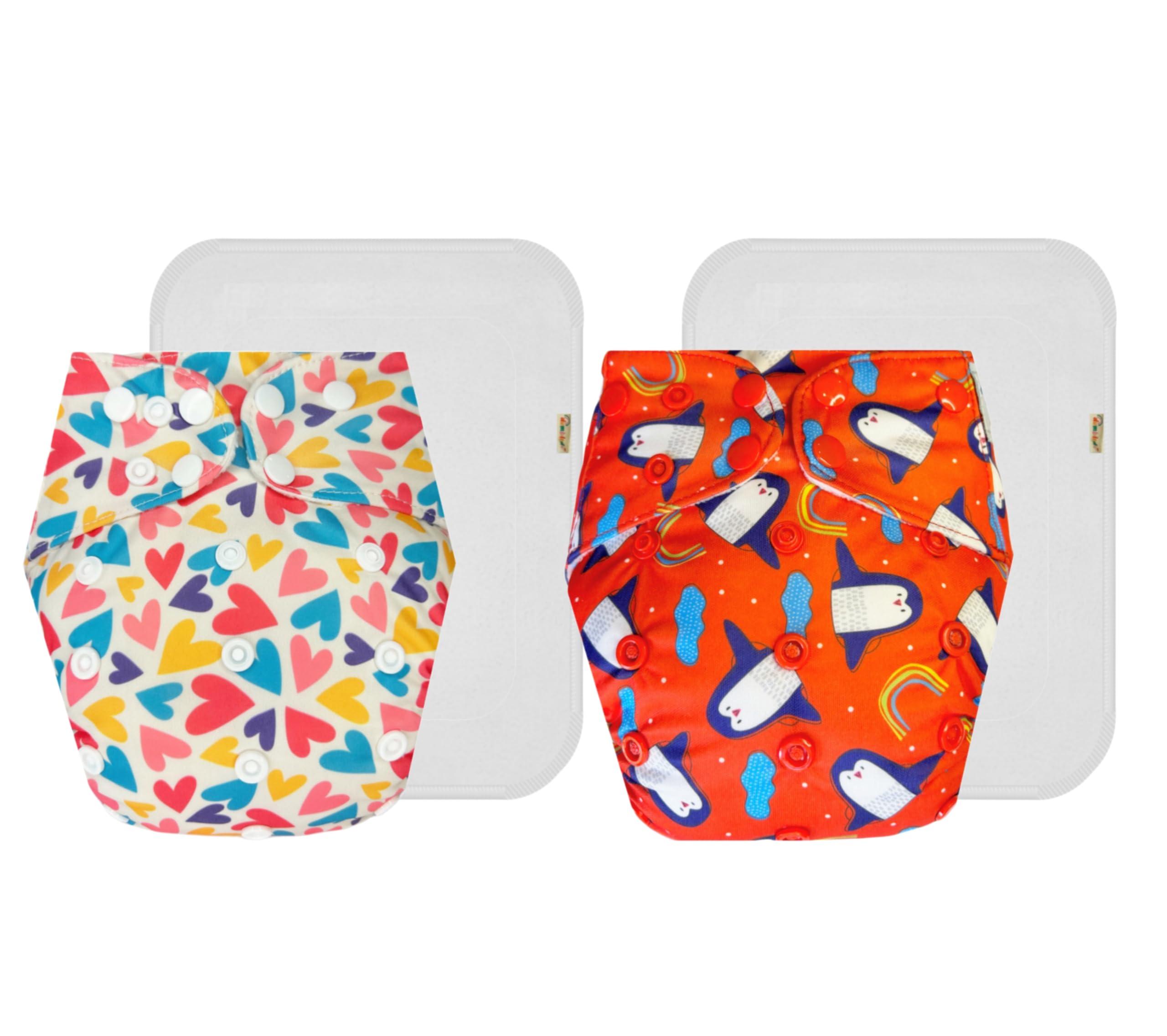 Dumbledo Premium Cloth Diaper with Cotton Insert (Pack of 2) | Hypoallergenic | 6-Layer Absorbent Pad | Quick Dry | Designed by Moms | 3 Months – 3 Years | Unisex Baby