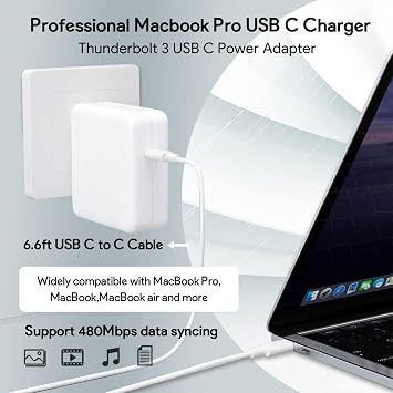 Mac Book Pro Charger - 96W USB C Charger Fast Charger for USB C Port MacBook pro & MacBook Air, ipad Pro, Samsung Galaxy and All Type C Device, 6.6 ft USBC Cable Included