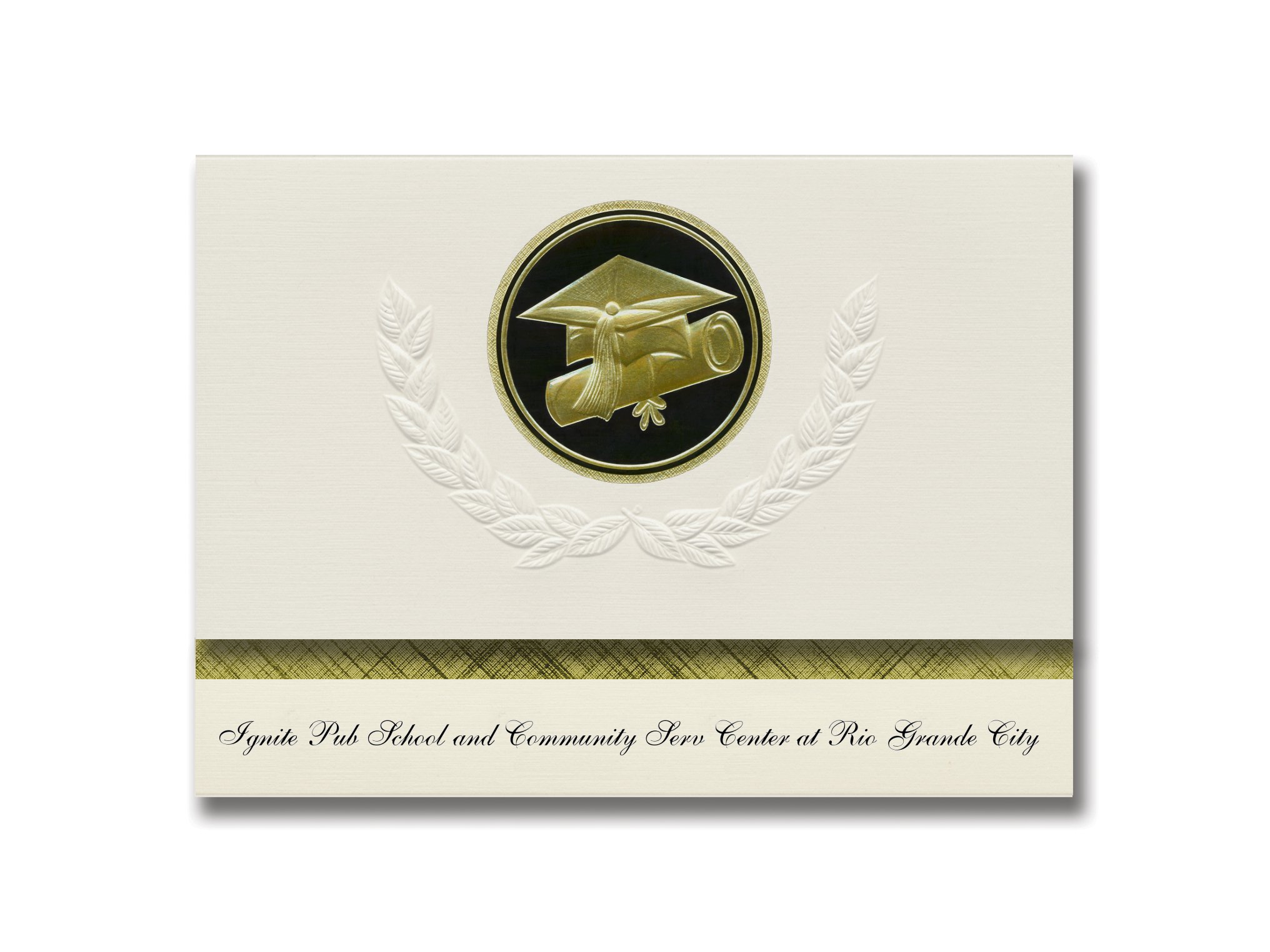 Signature Announcements Ignite Pub School and Community Serv Center at Rio Grande City Graduation Announcements, Presidential Basic Pack 25 w/ Gold&Black Foil seal