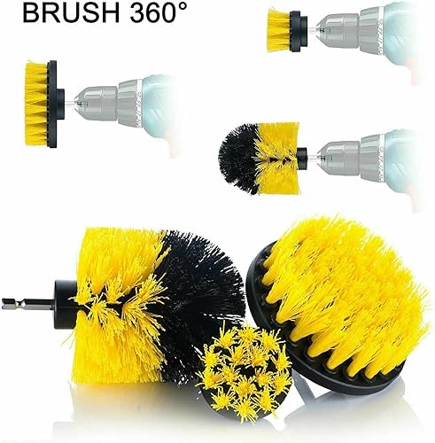 Miniatura 7 de Juego de 3 cepillos de limpieza para taladro, cepillo de limpieza multiusos, para lechada, piso, bañera, ducha, azulejos, baño y superficie de