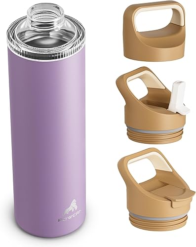 Miniatura 15 de Botella de agua aislada de 40 onzas para pesca: 3 tapas, a prueba de fugas, mantiene el hielo 24H y caliente 12H, de doble pared, gran botella de