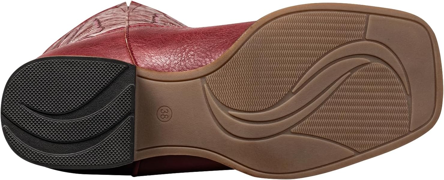 SheSole Extra Wide Calf Boots for Women - Classic Stitch Cowboy Boots with Hidden Stretch Panel & Removable Cushion - Comfortable Wider Shaft Western Boots for Fuller Figures