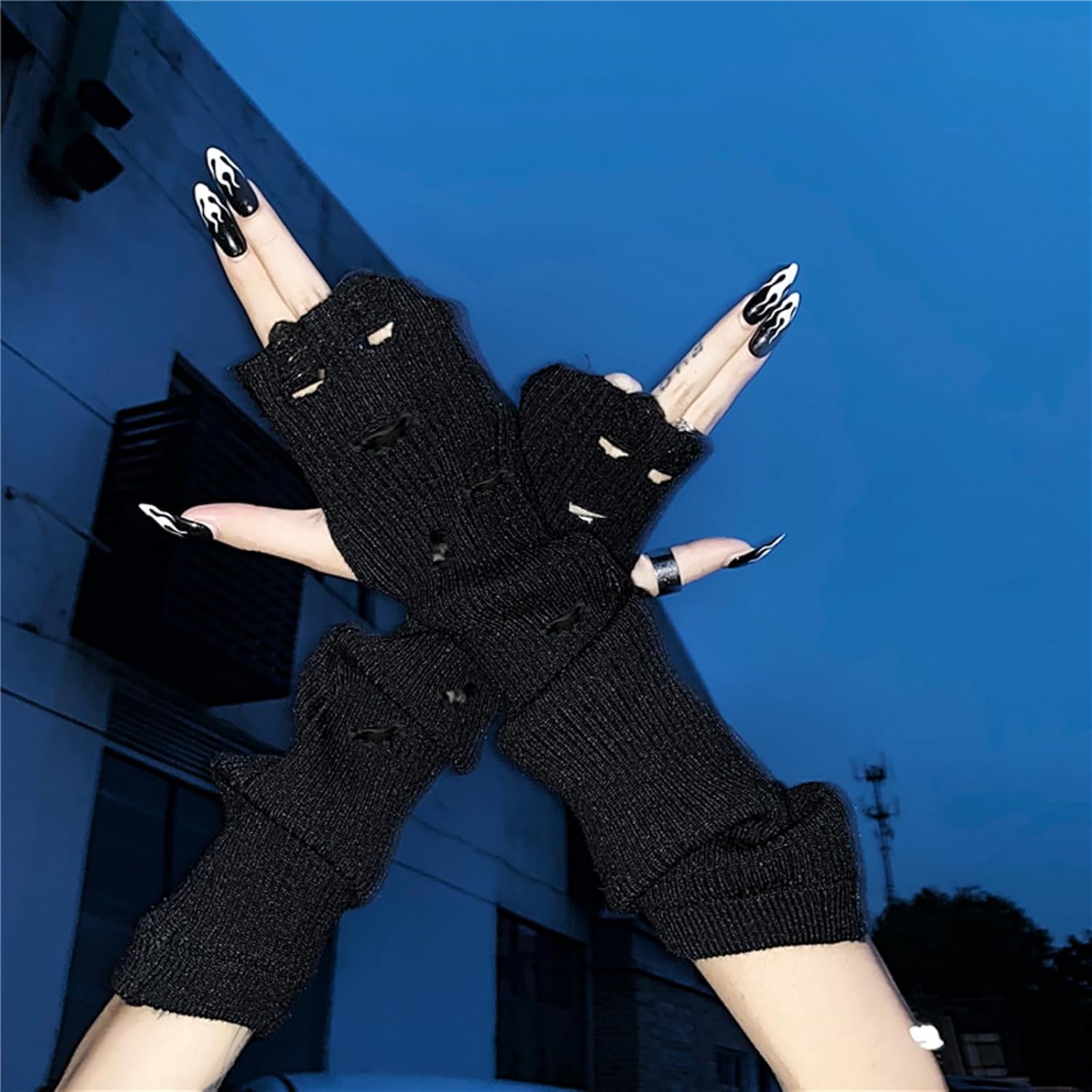 URAWESO Goth Arm Warmers Emo Punk Y2k Arm Sleeves Fingerless Gloves Cosplay Costume