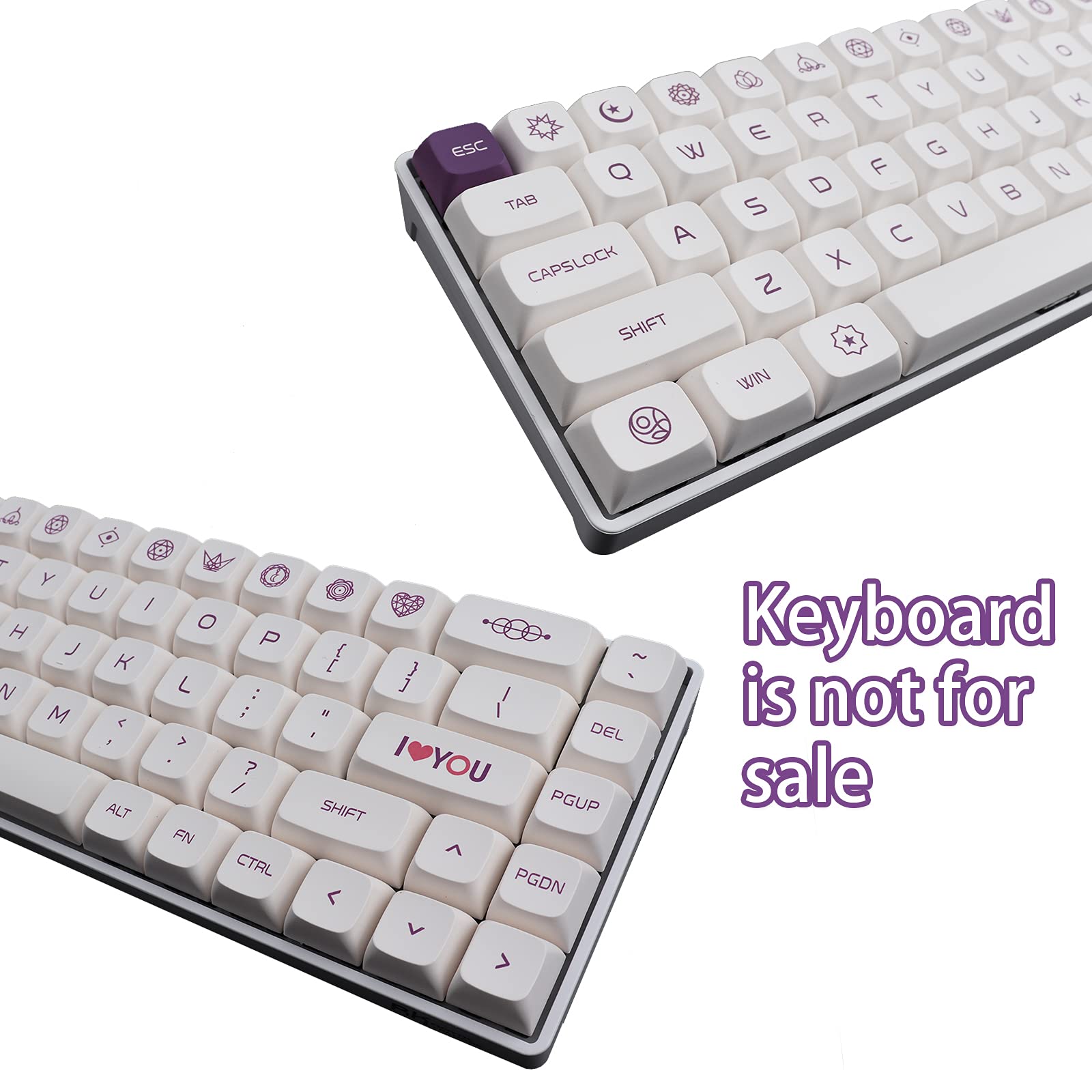 Keycaps, PBT Dye Sublimation keycaps 137 Touches Violet sur Cream Keycaps Profil XDA pour Clavier mécanique à commutateur MX