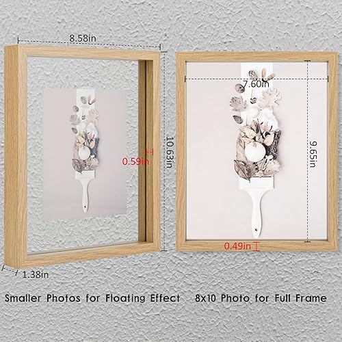 Vista 67 de MUYE Juego de 2 marcos flotantes de 11 x 14 pulgadas, marco rústico de doble cristal, para mostrar fotos de cualquier tamaño de hasta 11 x 14