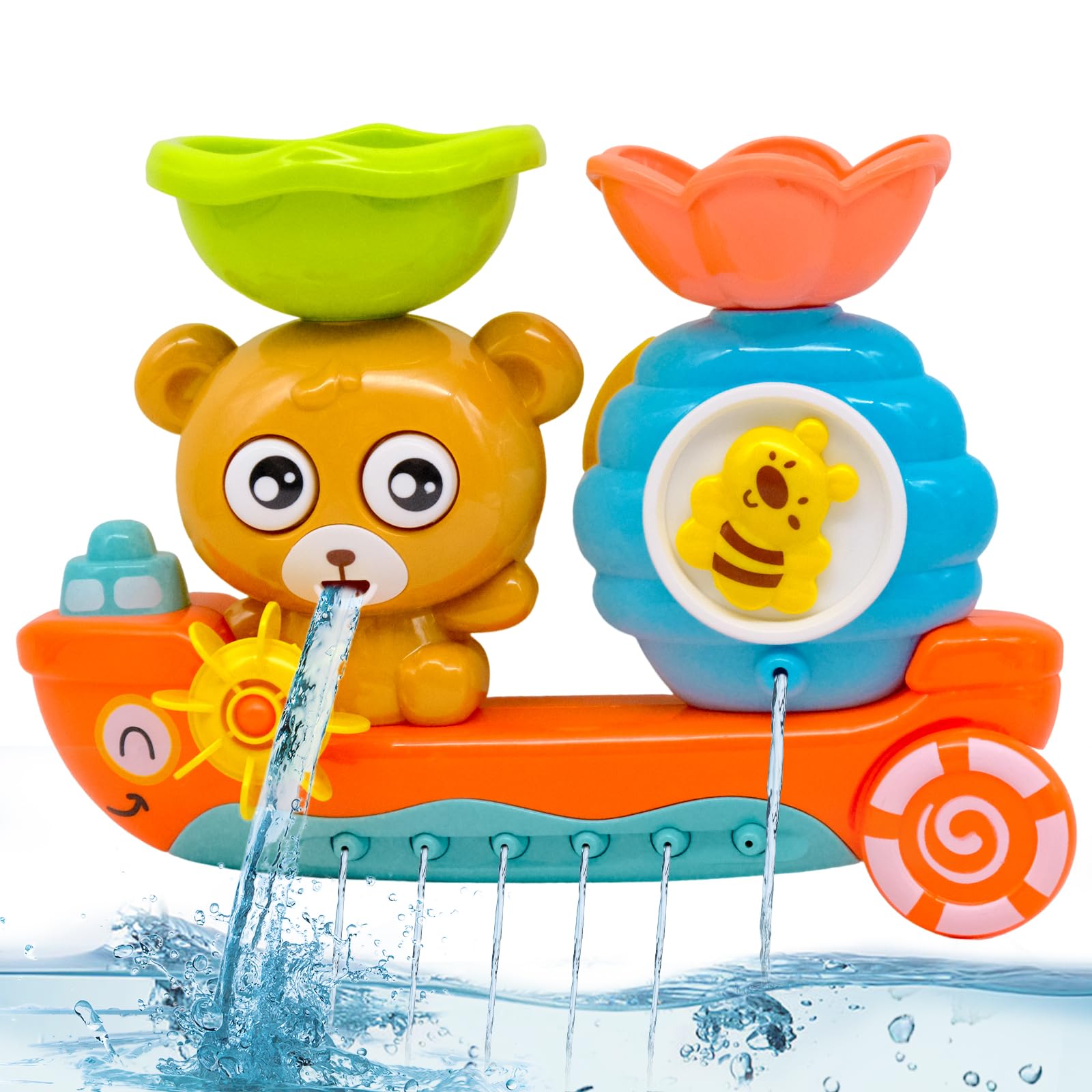 Bath Toys for Toddler, Bear Bathtub Toy for Toddlers 1 2 3 Years Old, Kids Water Toys for Waterfall Shower Toys Game, Bath Baby Toy for Gift Toys Set,Baby Sensory Toys Water Toys
