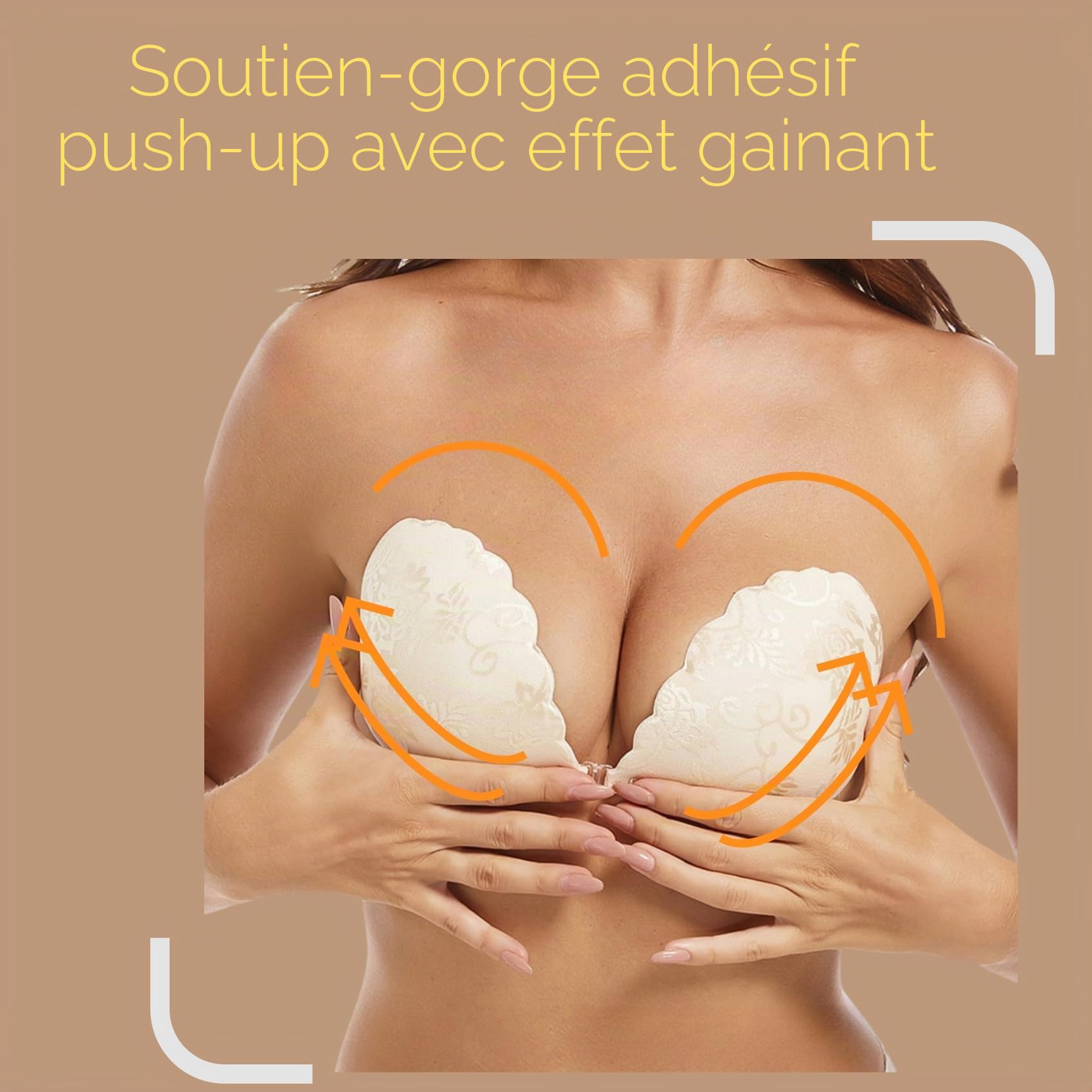 Nimiah Soutien-gorge adhésif en dentelle sans bretelles | Soutien-gorge push-up invisible avec motif en dentelle | Soutien-gorge adhésif réutilisable pour femme