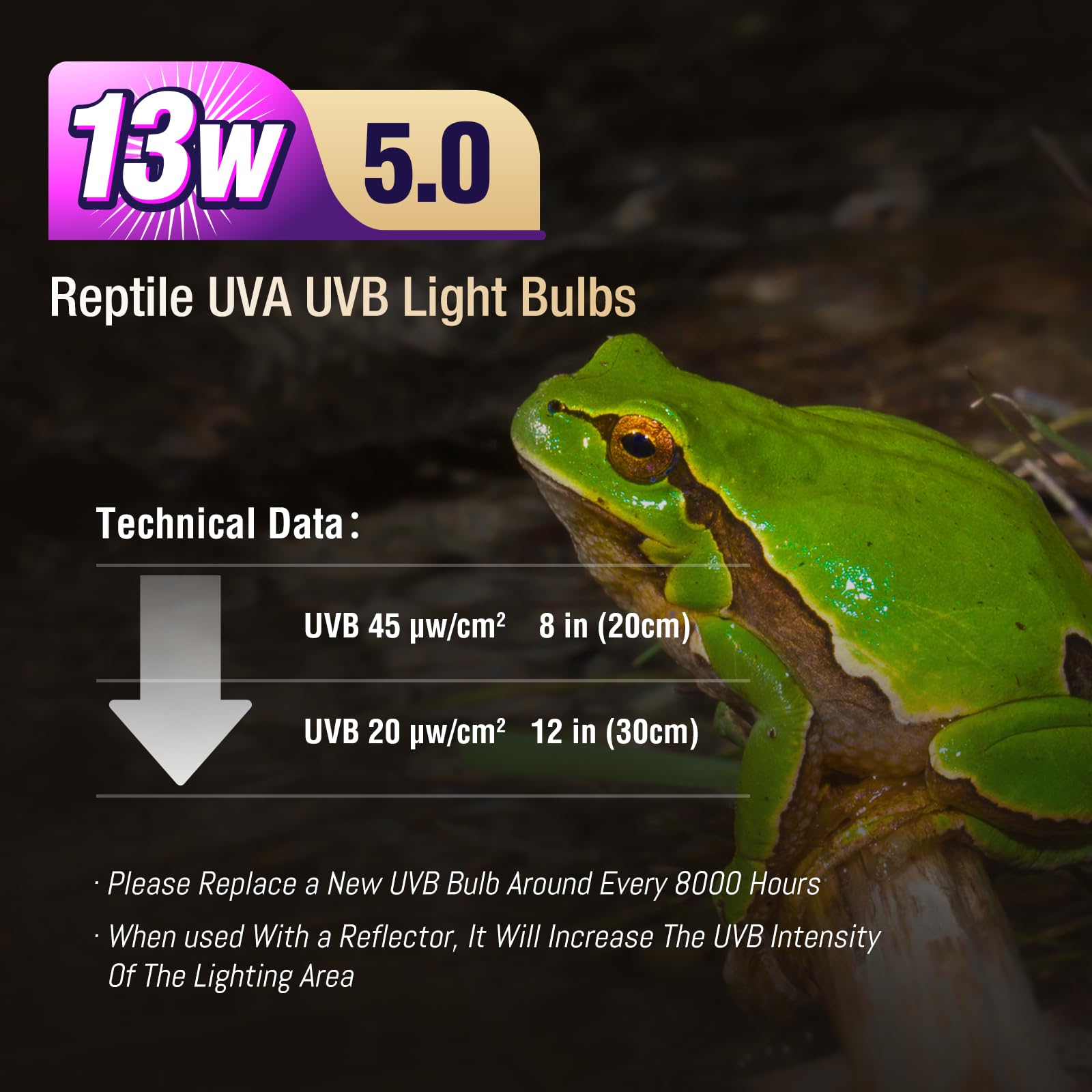 Leoterra - Bombilla UVB, 13 W 5.0 para reptiles tropicales, ranas, geckos, tortugas (13 W 5.0)