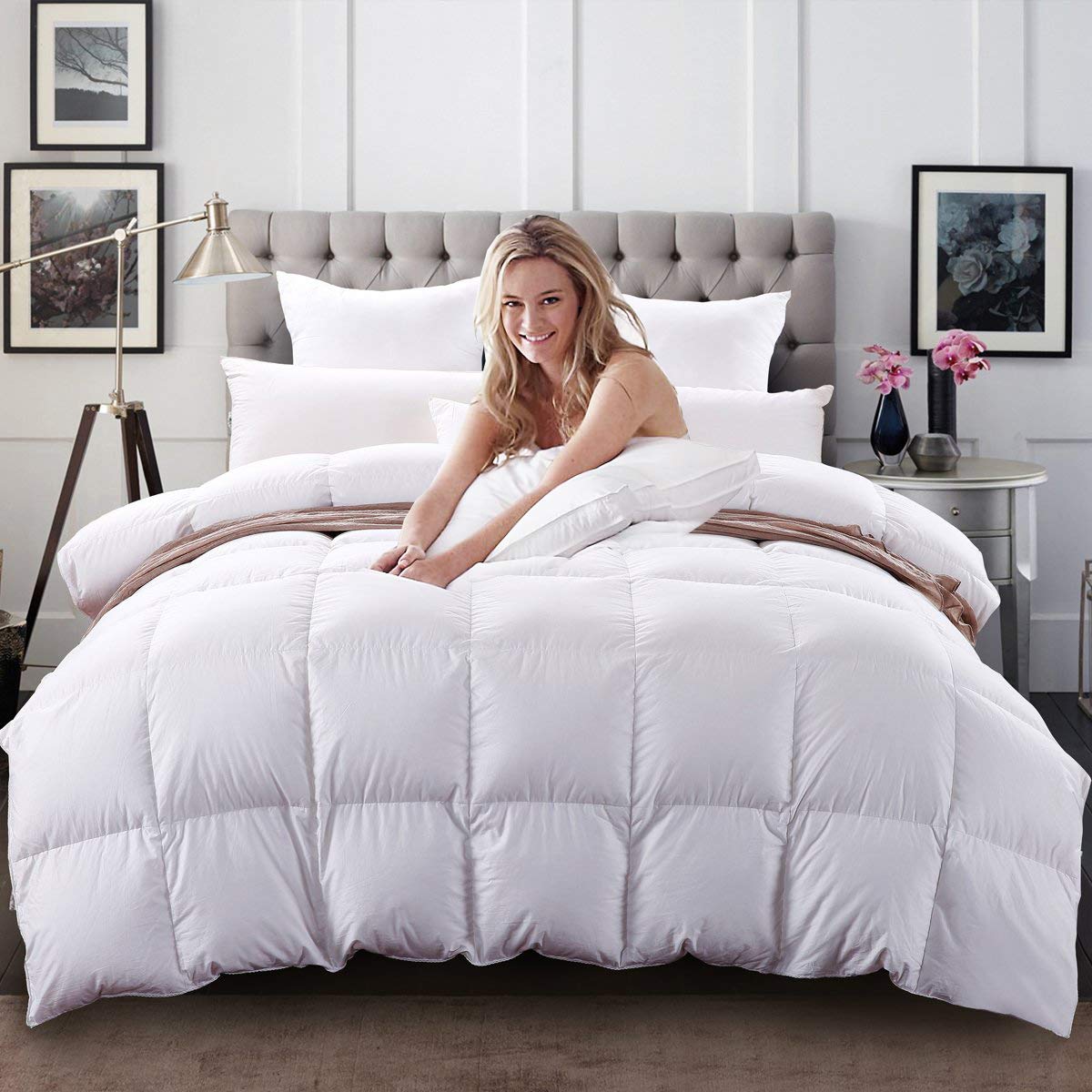 C&W Luxurious Siberian White Goose Down Comforter King Size/California King Duvet Insert Heavy Warmth for Winter 1200TC 10...