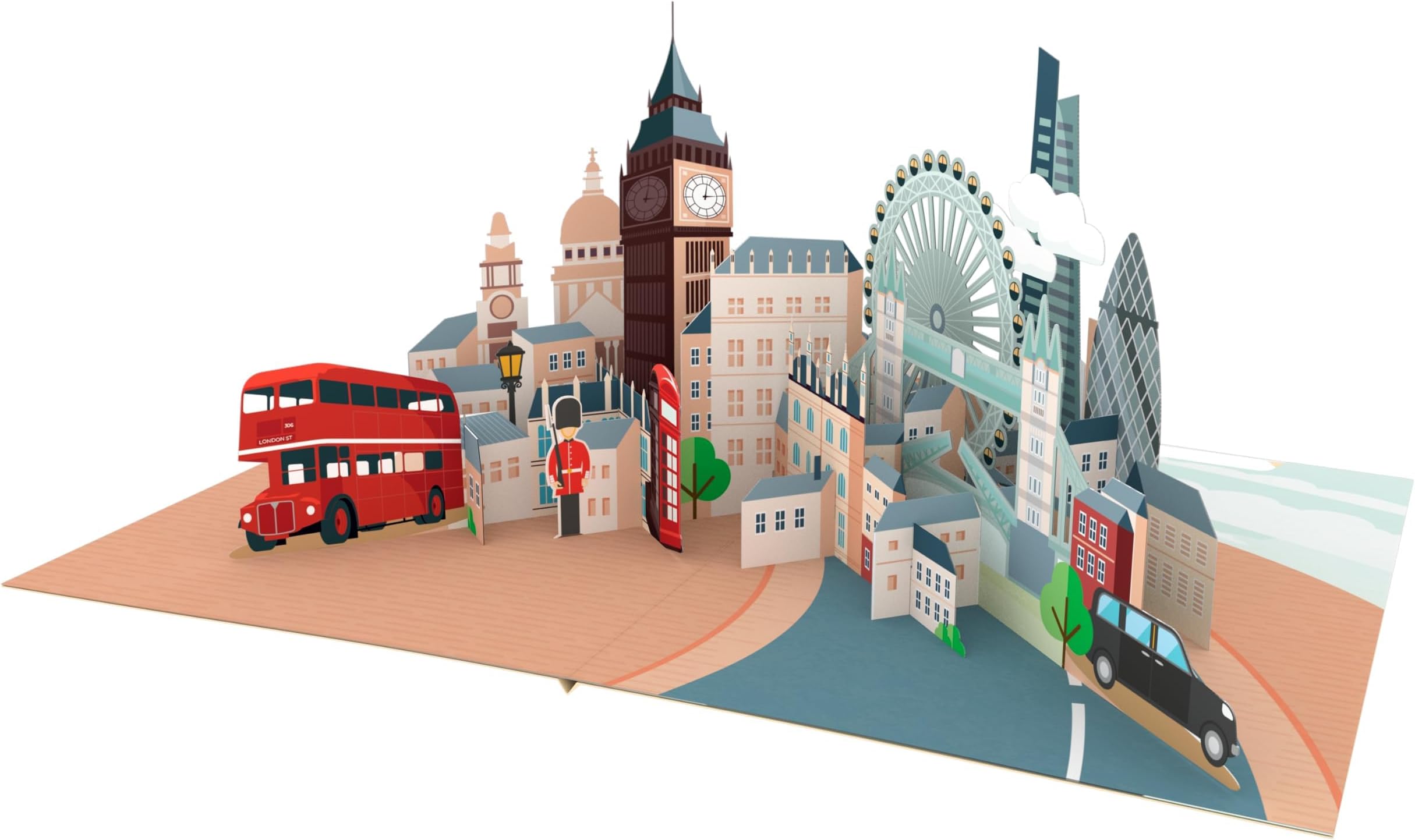 London Skyline Pop-Up Greeting Card, Handcrafted 3D Card Featuring Iconic Landmarks, Perfect for London Lovers, All Occasions
