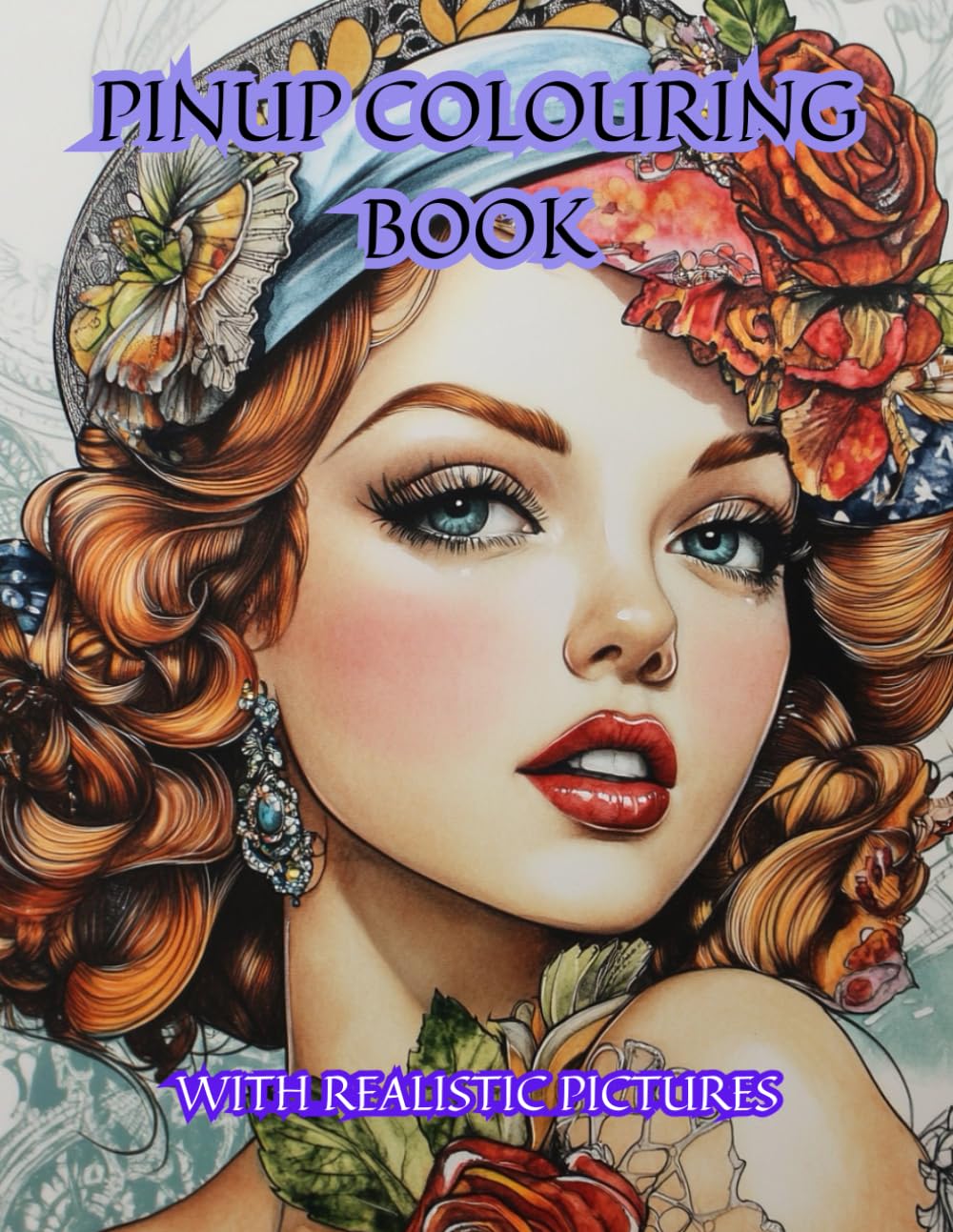Pinup themed Colouring Book for Adults Stress Relief 80 Pages