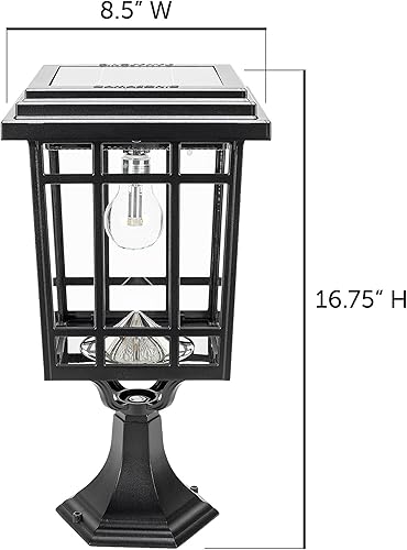 Miniatura 6 de Gama Sonic Lámpara de luz solar para exteriores, 15.75 pulgadas de altura, se monta en poste, muelle o pared; lámpara solar de aluminio y vidrio,