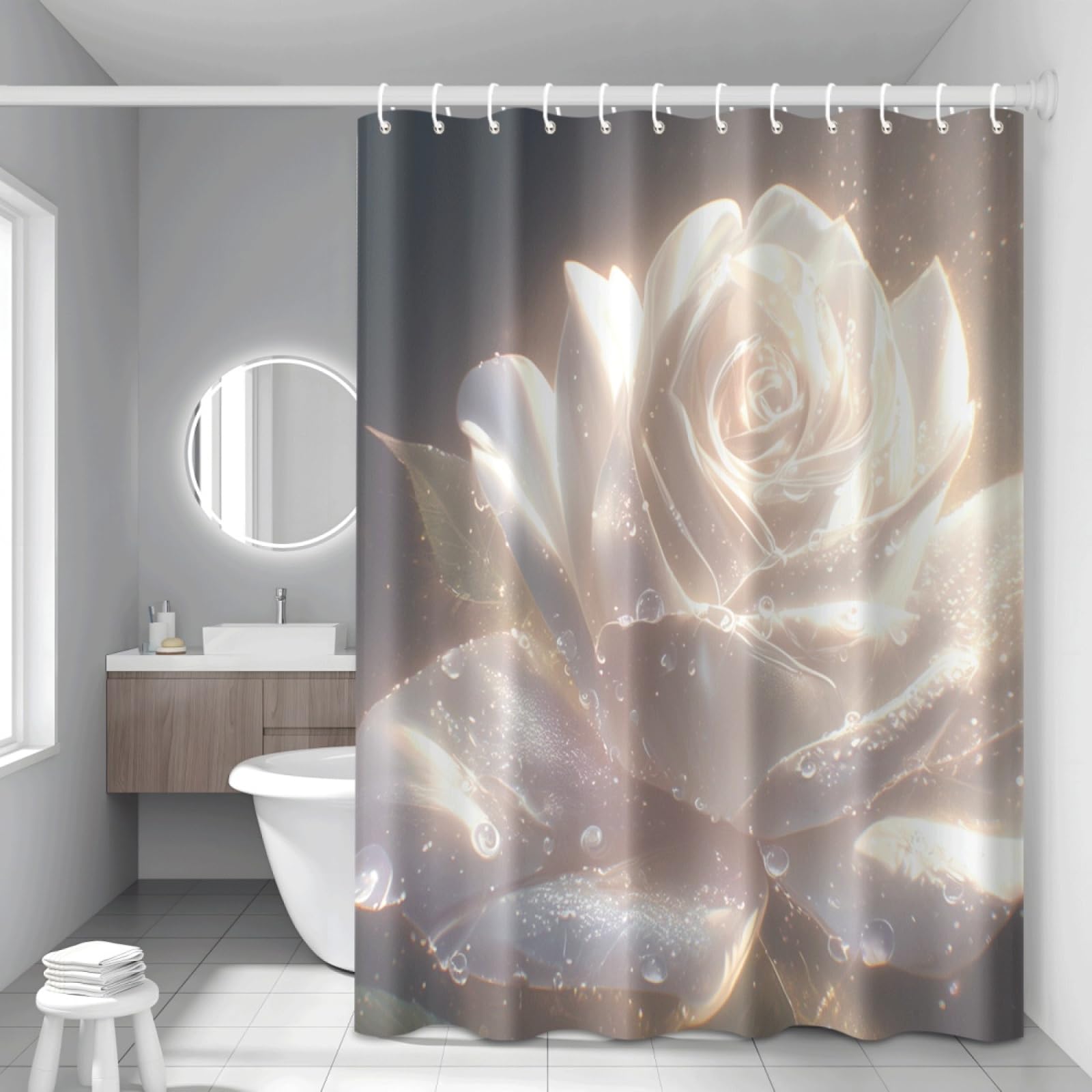 Rideau douche anti moisissure et imperméable lavable en polyester