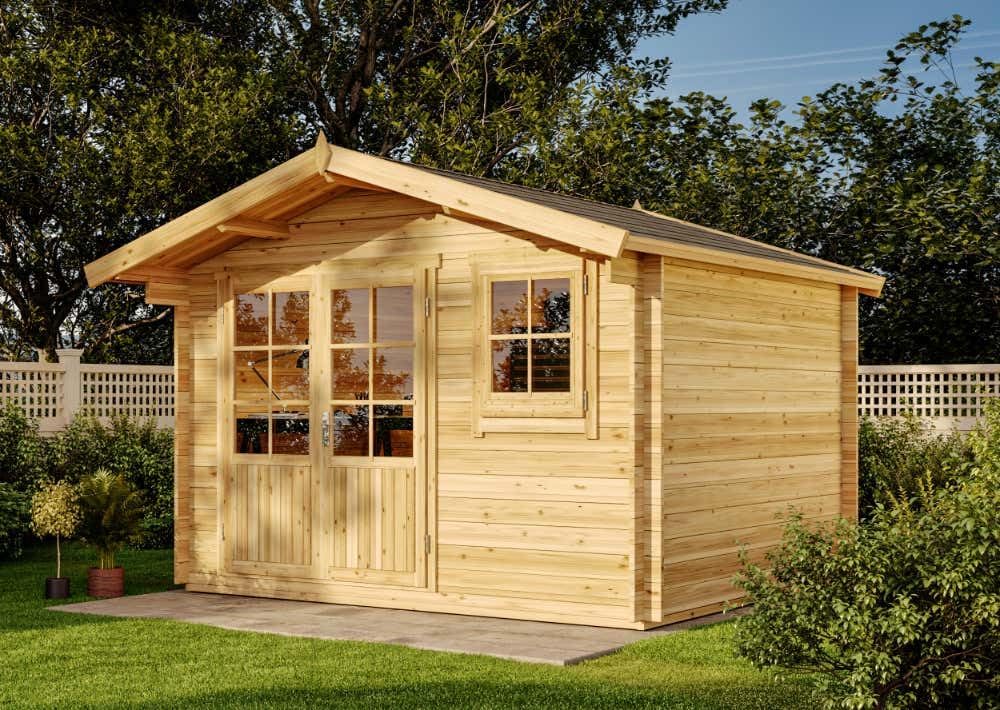 Alpholz Gartenhaus Holz und Gerätehaus Roger-34 Imprägniert aus Holz Gartenhaus mit 34 mm Wandstärke Gartenhütte Geräteschuppen Satteldach
