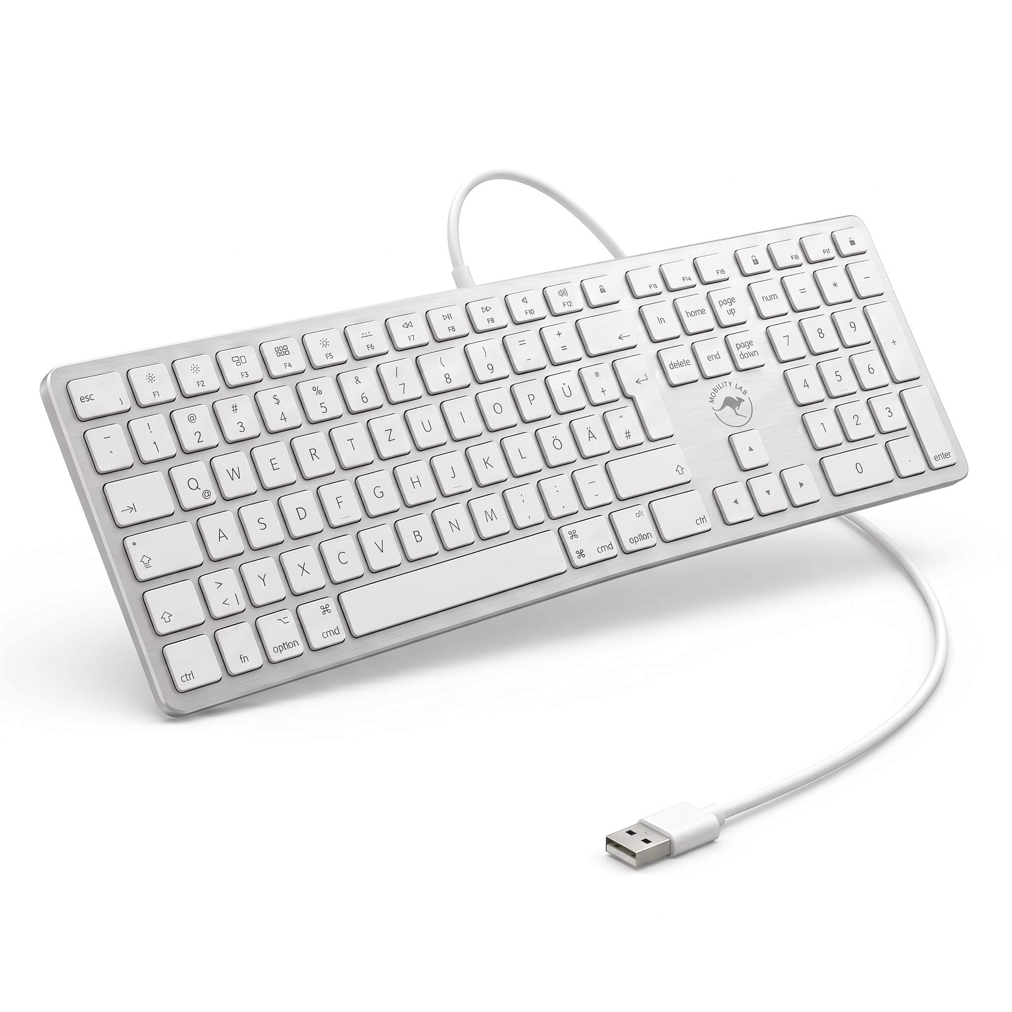 Mobility Lab ML311142 Wired Keyboard QWERTZ German Layout ideal for Mac - White/Silver