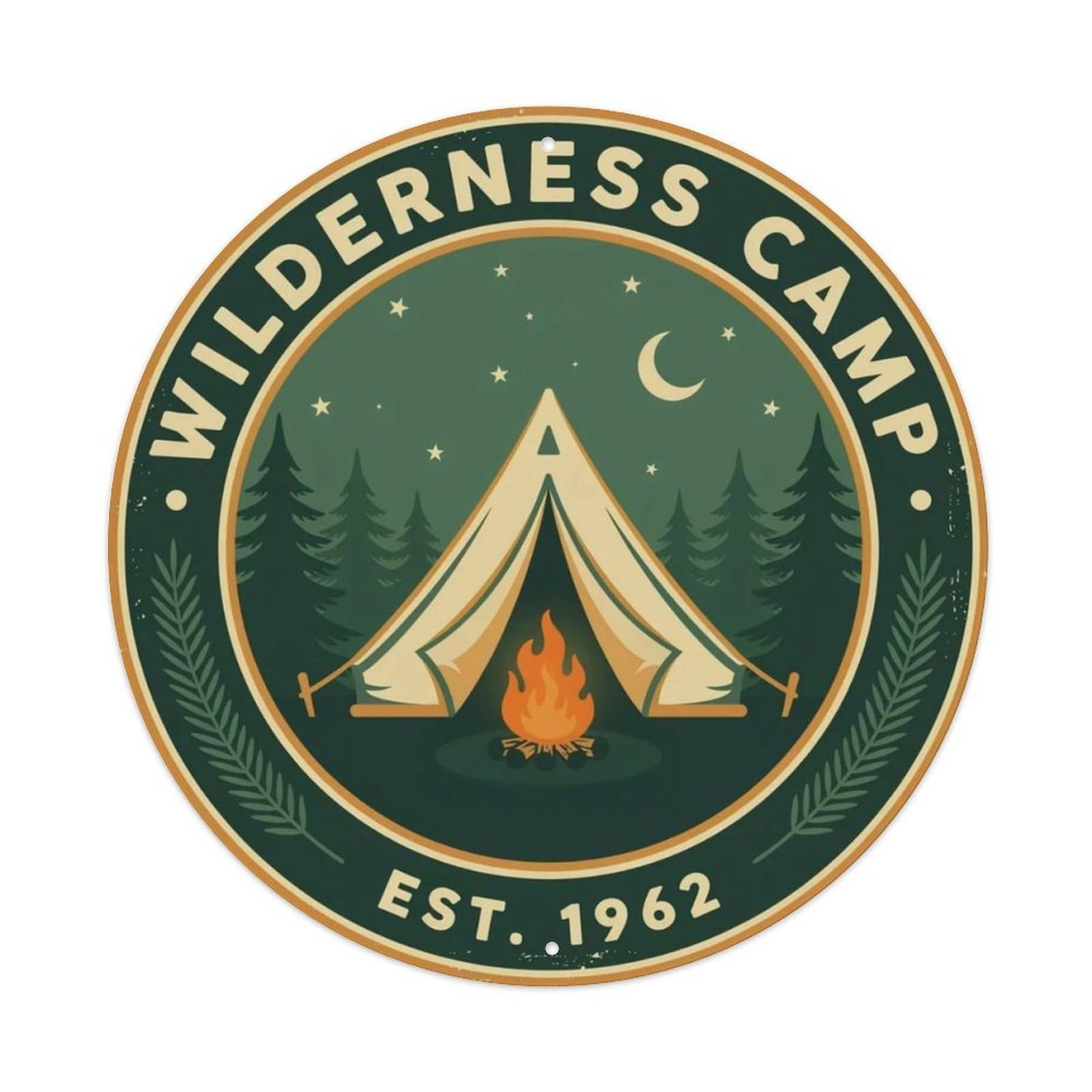 Vintage Camping Tent Campfire Metal Tin Sign Plaque