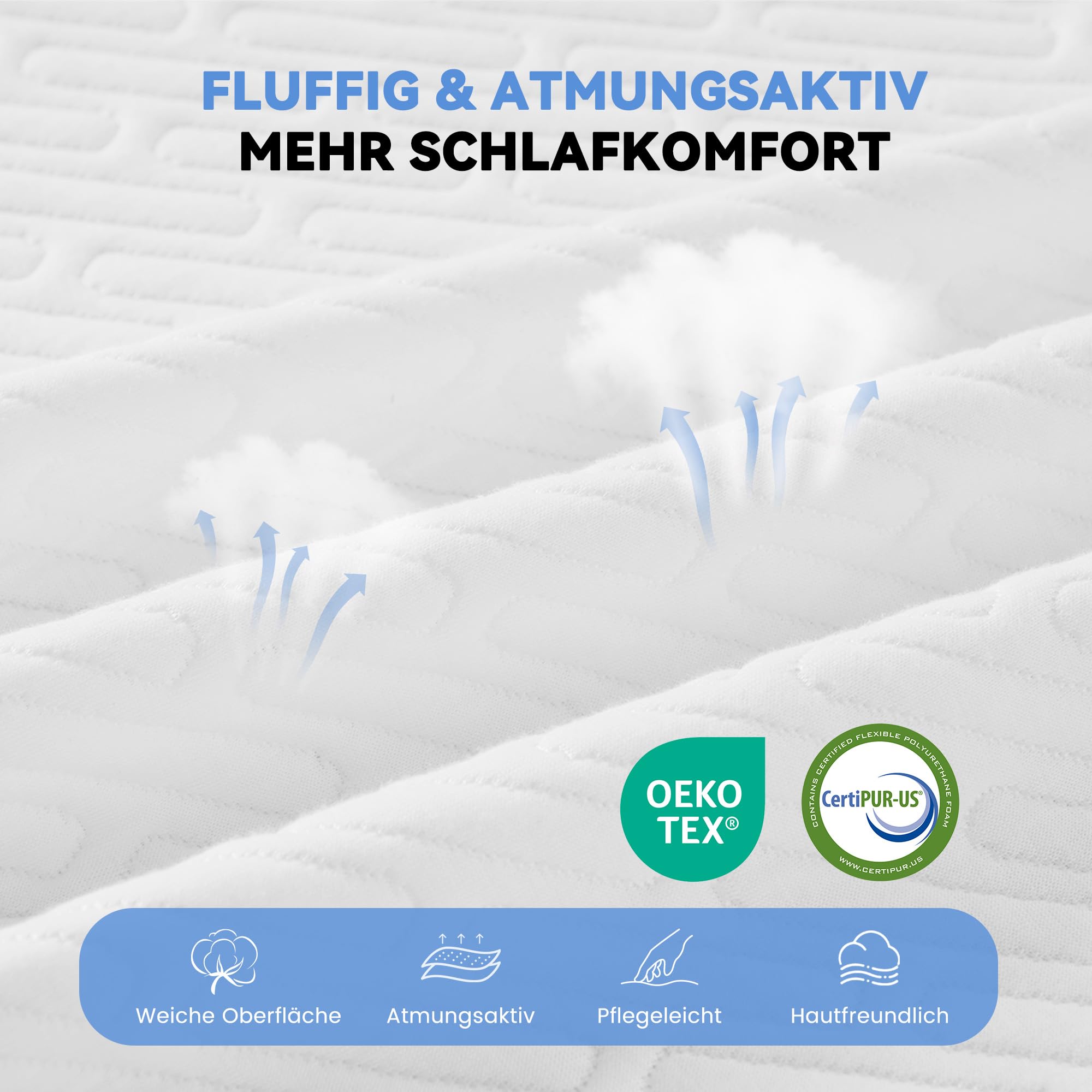 DOPEDIO 7,5cm Gel Memory Foam Matratzen Topper Weiche Matratzenauflage mit Öko-TEX® 100 Zertifizierung, Waschbarer Bezug für Boxspringbett und Schlafsofa (160x200cm, Weiß)