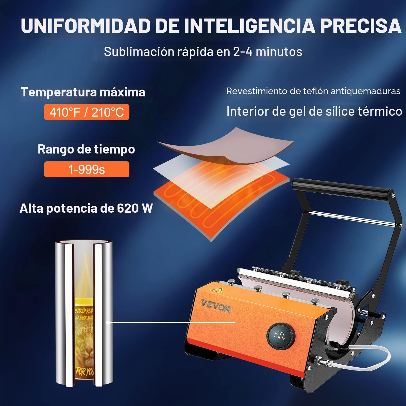 VEVOR - Prensa de calor para vasos, máquina de prensa de calor para tazas de 30 onzas, transferencia de sublimación de 11 a 15 onzas, 16 a 25 onzas, vasos rectos y delgados, prensa de calor de taza
