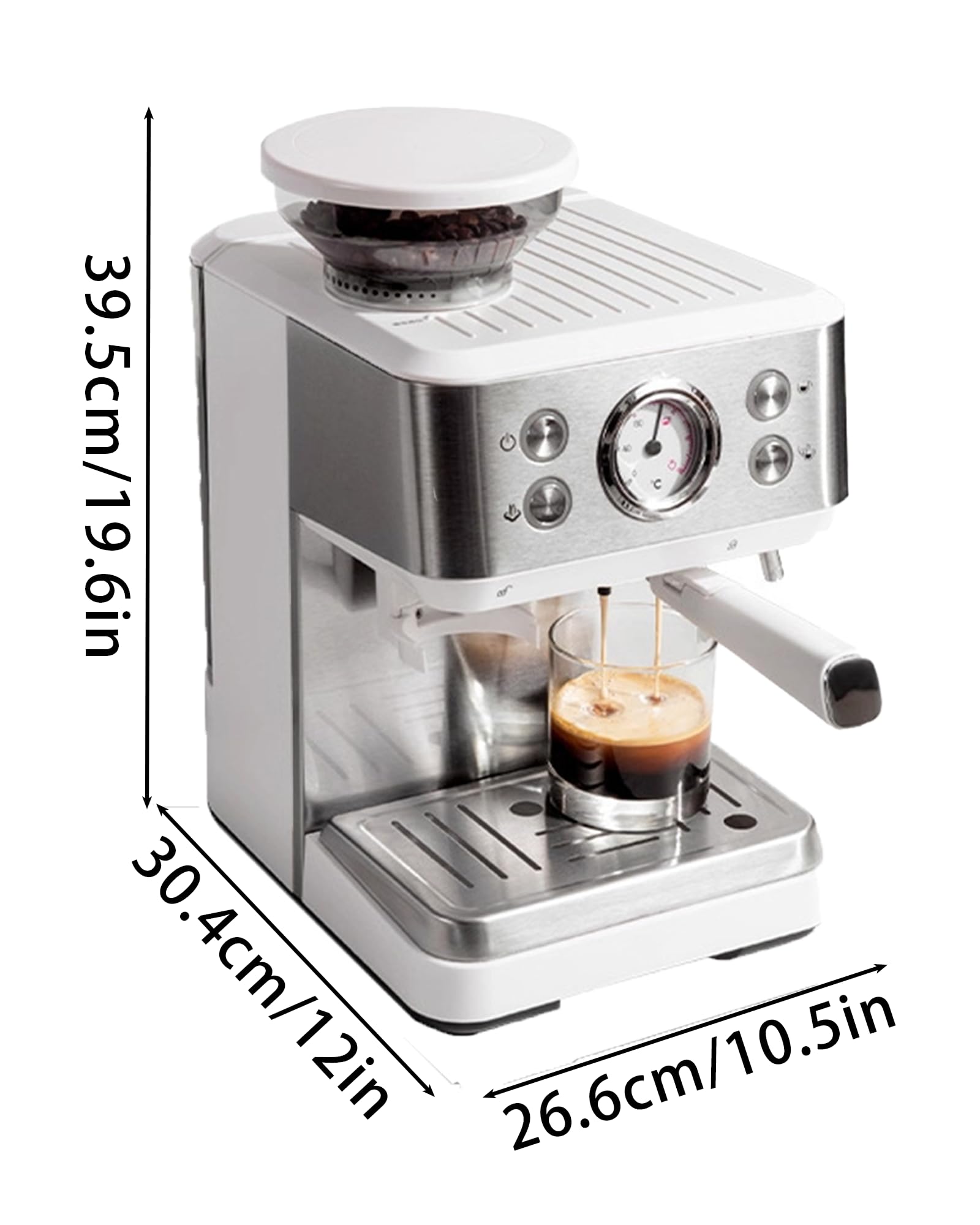 Ekspres Do Kawy Z Wbudowanym Młynkiem I Pompą 20 Bar, Automatyczny Ekspres Z Głowicą Ekstrakcyjną 51 Mm, Regulowana Grubość Mielenia, Jednoprzyciskowe Dozowanie, Zbiornik Na Wodę 1,6 L, Kawiarka