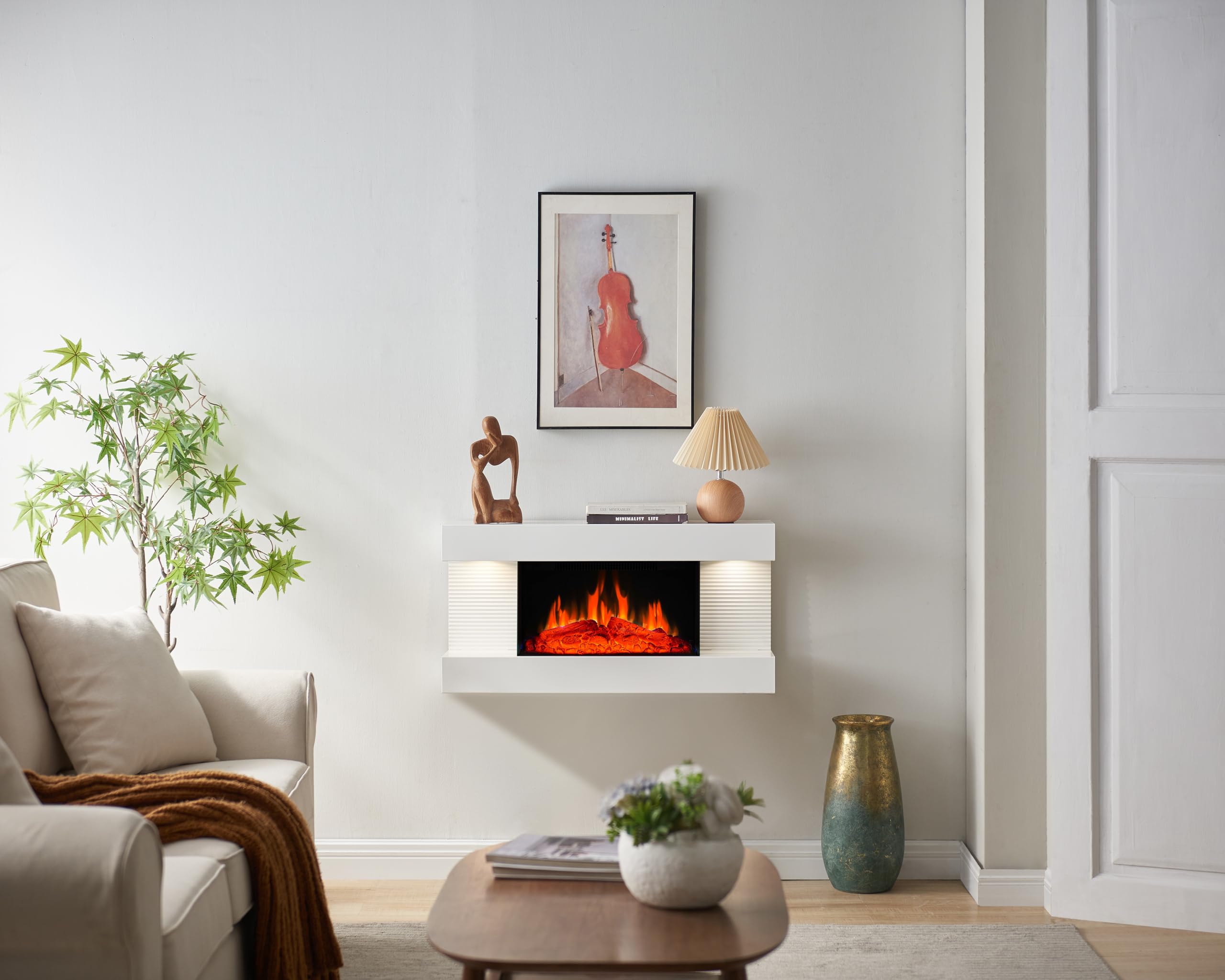 BALDERIA IDA Chimenea eléctrica de Pared 1800 W Decorativa