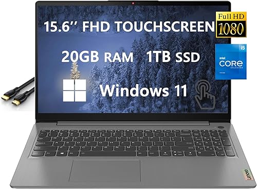 Lenovo Ideapad 3 - Laptop mejorada 2023 para estudiantes y negocios, computadora con pantalla táctil FHD de 15.6 pulgadas, Intel Core i5-1135G7 (4
