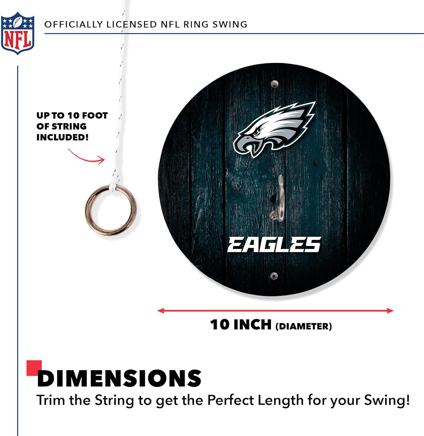 Solid Wood NFL Hook & Ring Toss Set with Direct Print HD Team Graphics – Easy Hang Hook and Ring Toss Target – Great Gift for Any Football Fan! Ring Toss Family Game for a Game Room, bar or Garage!