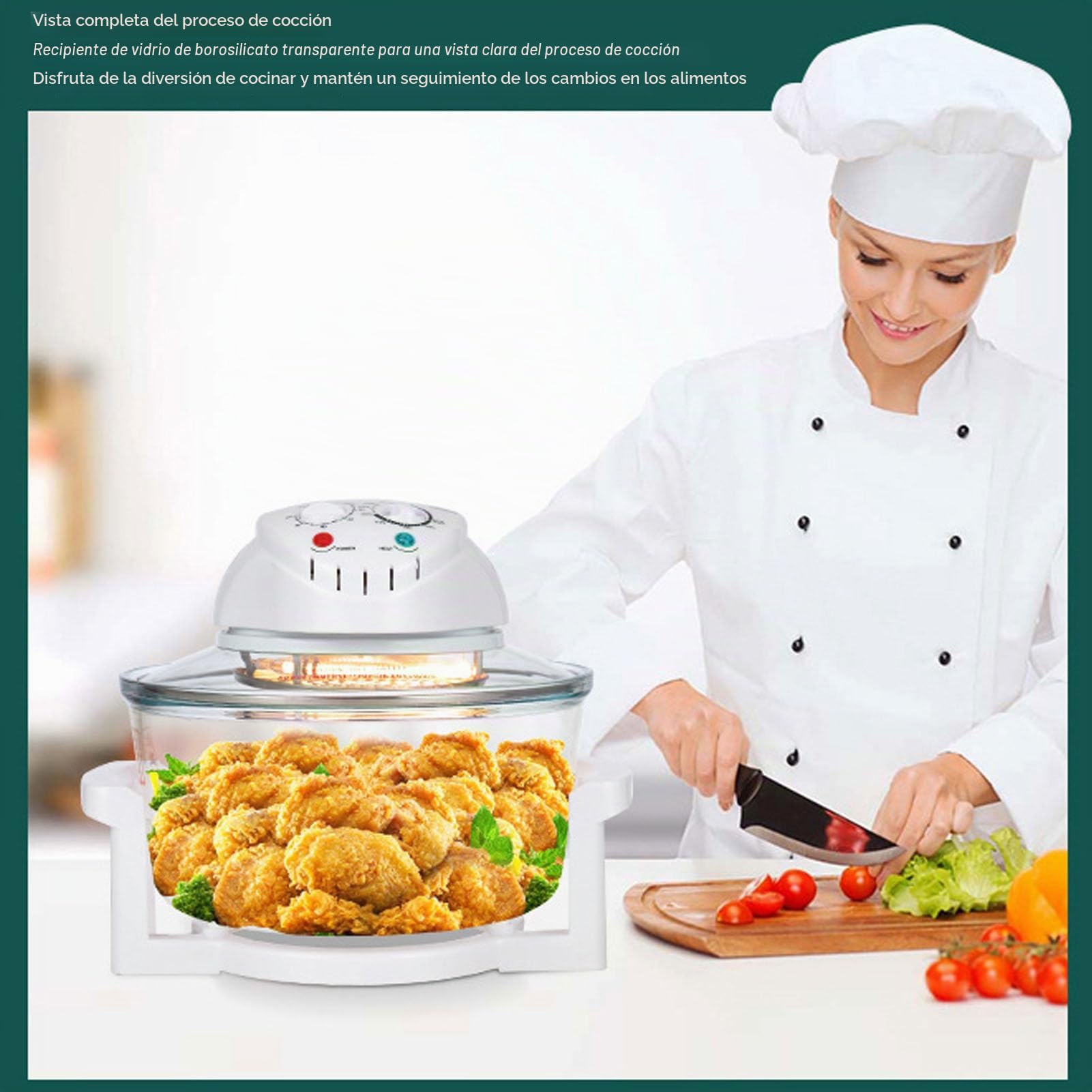 Freidora De Aire De Vidrio, 12,68qt 1200-1400w Oilless Freidora Cocina Con Temporizador De 60min Y Controles De 149 °f-482 °f Horno De Freidora De Aire De Encimera Visible De