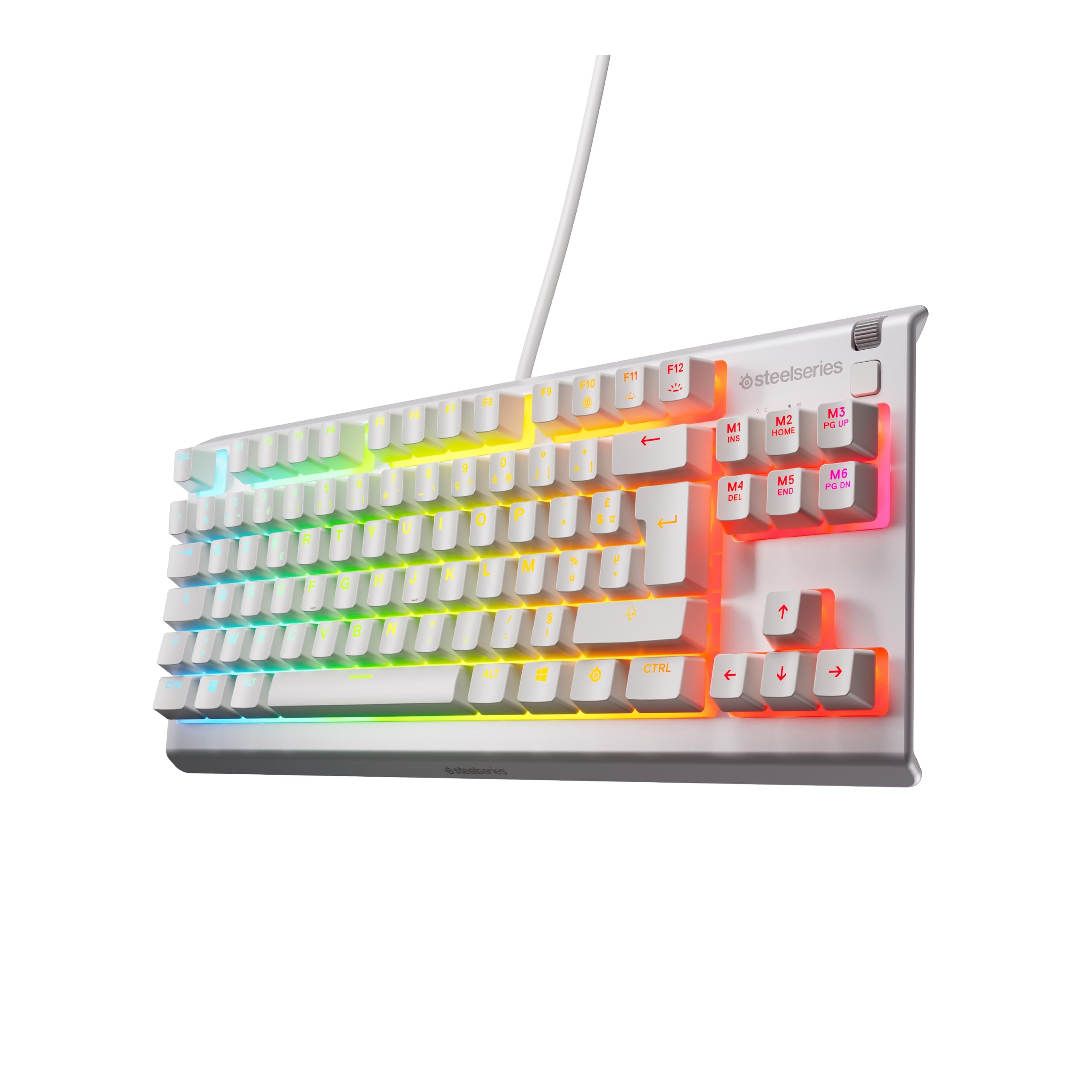 SteelSeries Apex 3 TKL White RGB Gaming-Tastatur – Kompakter Tenkeyless-Formfaktor – 8-Zonen-RGB-Beleuchtung – Wasser- und Staubresistenz – Flüsterleise Gaming-Switches - FR Layout AZERTY