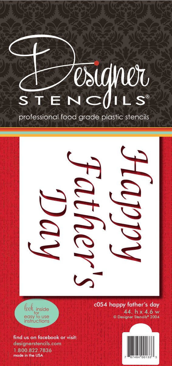 Designer Stencils Happy Father's Day Cake Stencil, Beige/semi-transparent