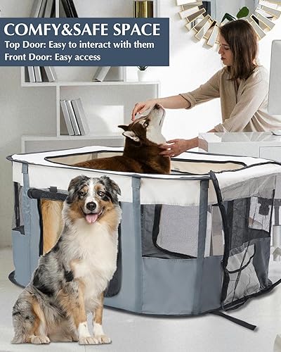 Miniatura 2 de Bdor Corralito portátil para mascotas, jaula de campaña con cubierta superior de cremallera, jaula para gatos, gatitos, cachorros, conejos, caja