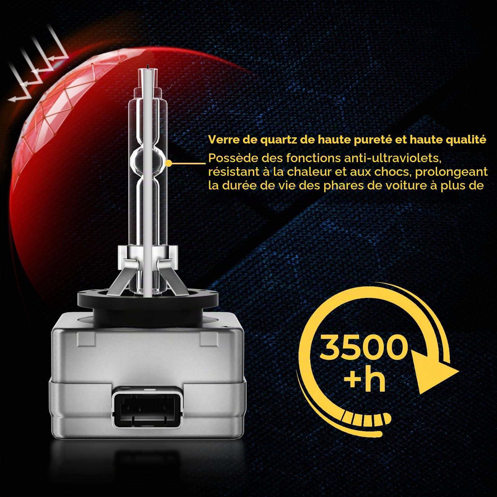 Ampoules Xenon D1S 35W, 12V 6000K Lumière Blanche Intense - 2 Pièces