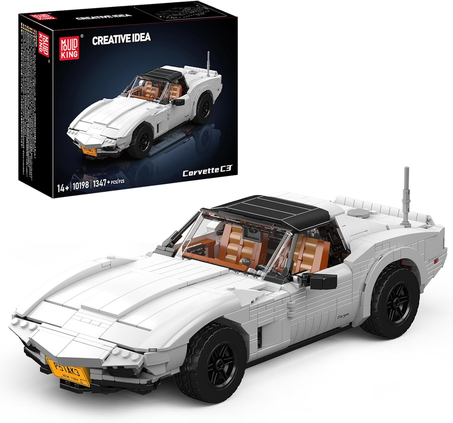 Mould King 10198 Sport Car Model Building Kit, Clasic Vintage Car Build Blocks Set with 1347 Pieces, Construction Vehicle Toy, Collection Set for Adult