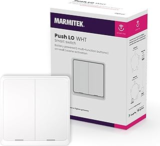 Interrupteur Connecté Zigbee - Marmitek Push LO WHT - Compatible avec Home Assistant - MQTT - Bouton Zigbee 3.0 - Mural Intelligent WiFi - Alexa - Allumer vos lumières et appareils - Blanc