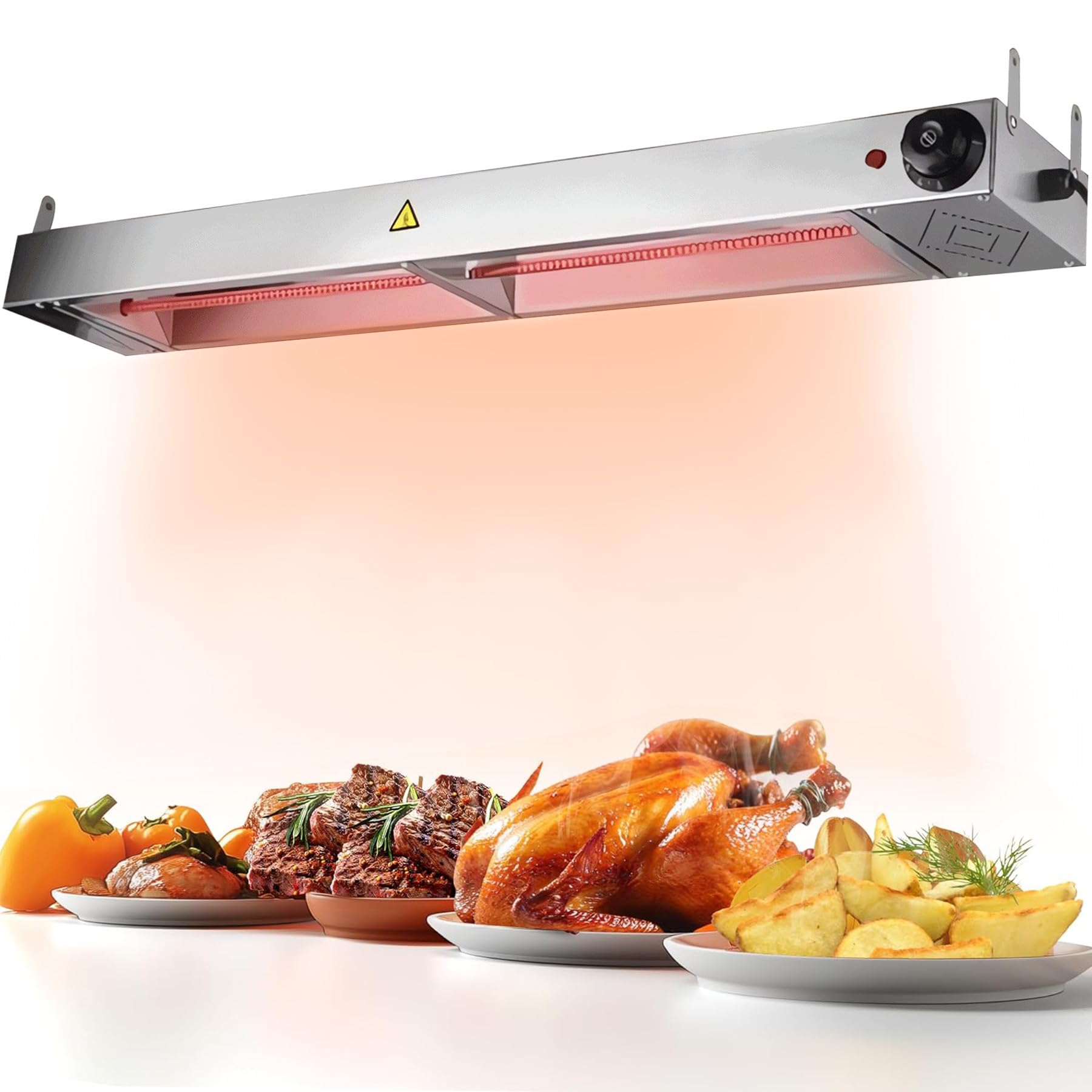 Lampada Riscaldante per Alimenti, Sospeso Lampada Riscaldante Infrarossi Alimenti, Lampada Scaldavivande Commerciale per Ristorante Cucina Buffet, Temperatura Regolabile 30-80°C (1PC, 120cm)