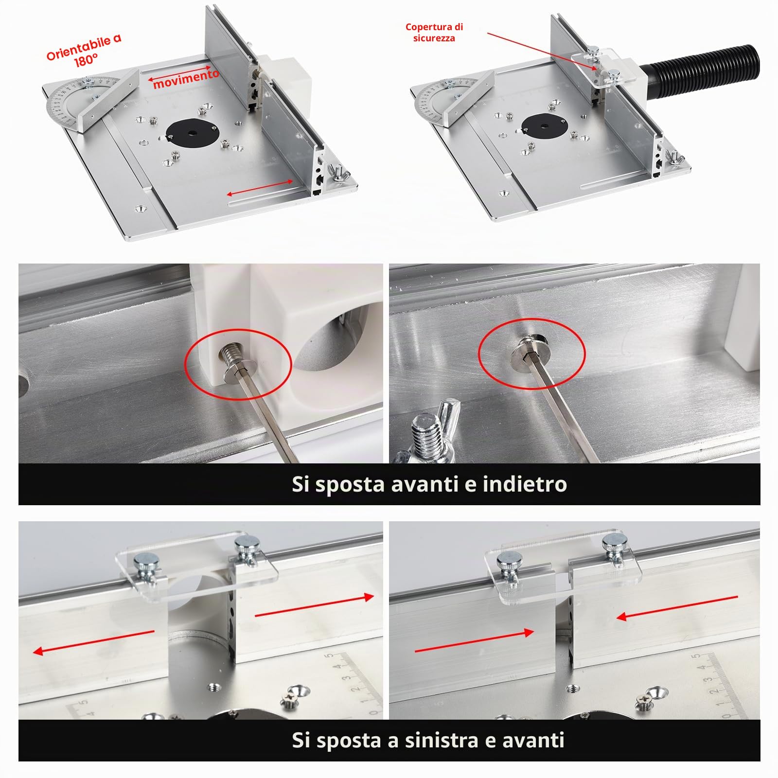 Piastre di inserimento per tavolo fresatrice, lega di alluminio con scala chiara, piastra di inserimento per tavolo fresatrice per fresatrici superiori, Router Table Insert Plate, piastra fresatrice