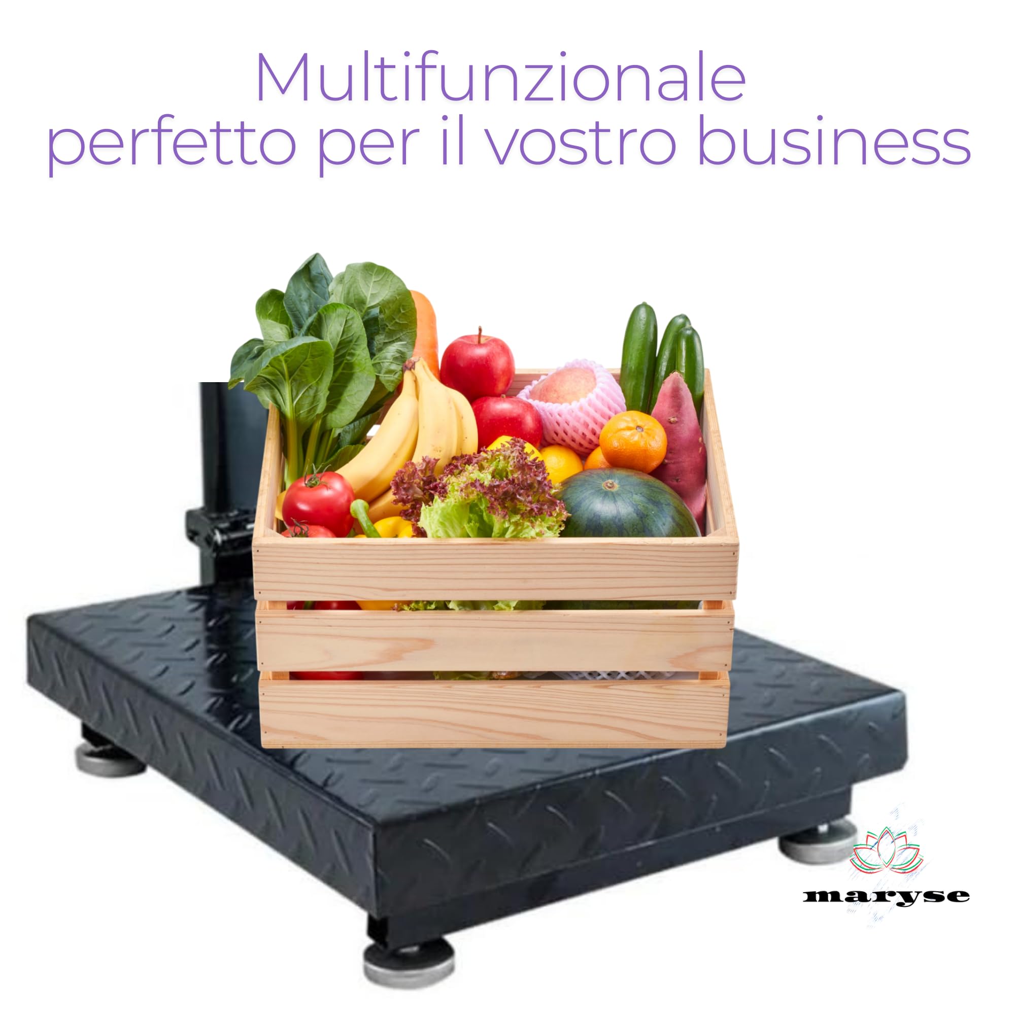 Maryse Bilancia Digitale a Piattaforma 300 kg Professionale Precisione 0,1 kg Pieghevole Batteria Ricaricabile