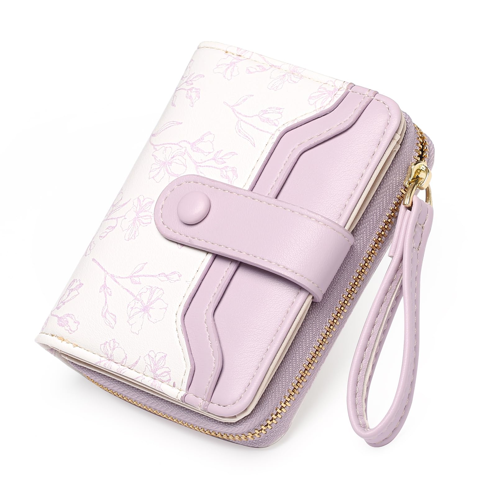 GAEKEAO Small Wallet for Women Leather RFID Blocking Bifold Zipper Pocket Credit Card Holder Purse Wallets with ID Window